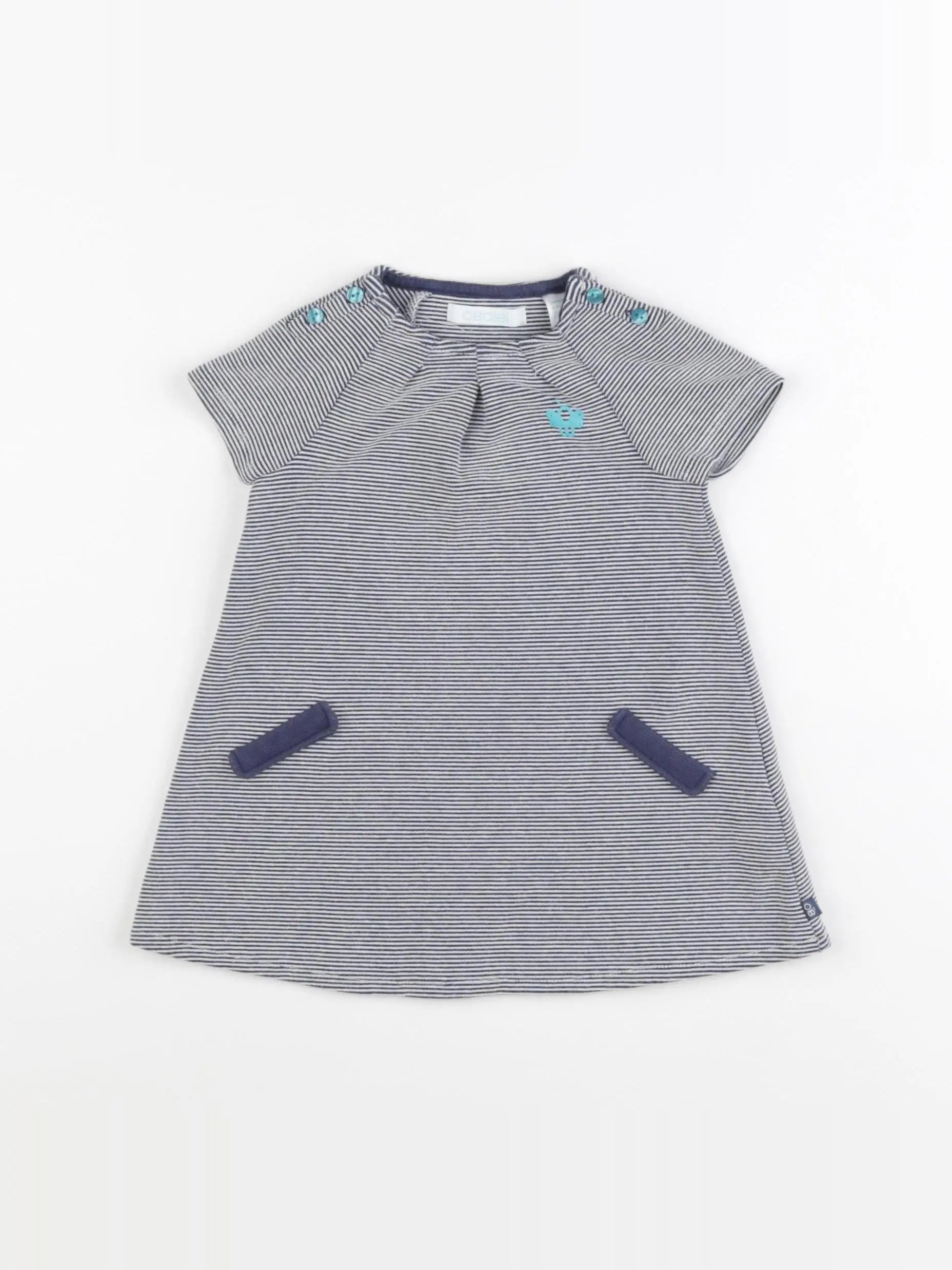 Obaïbi - robe bleu, blanc - 6 mois