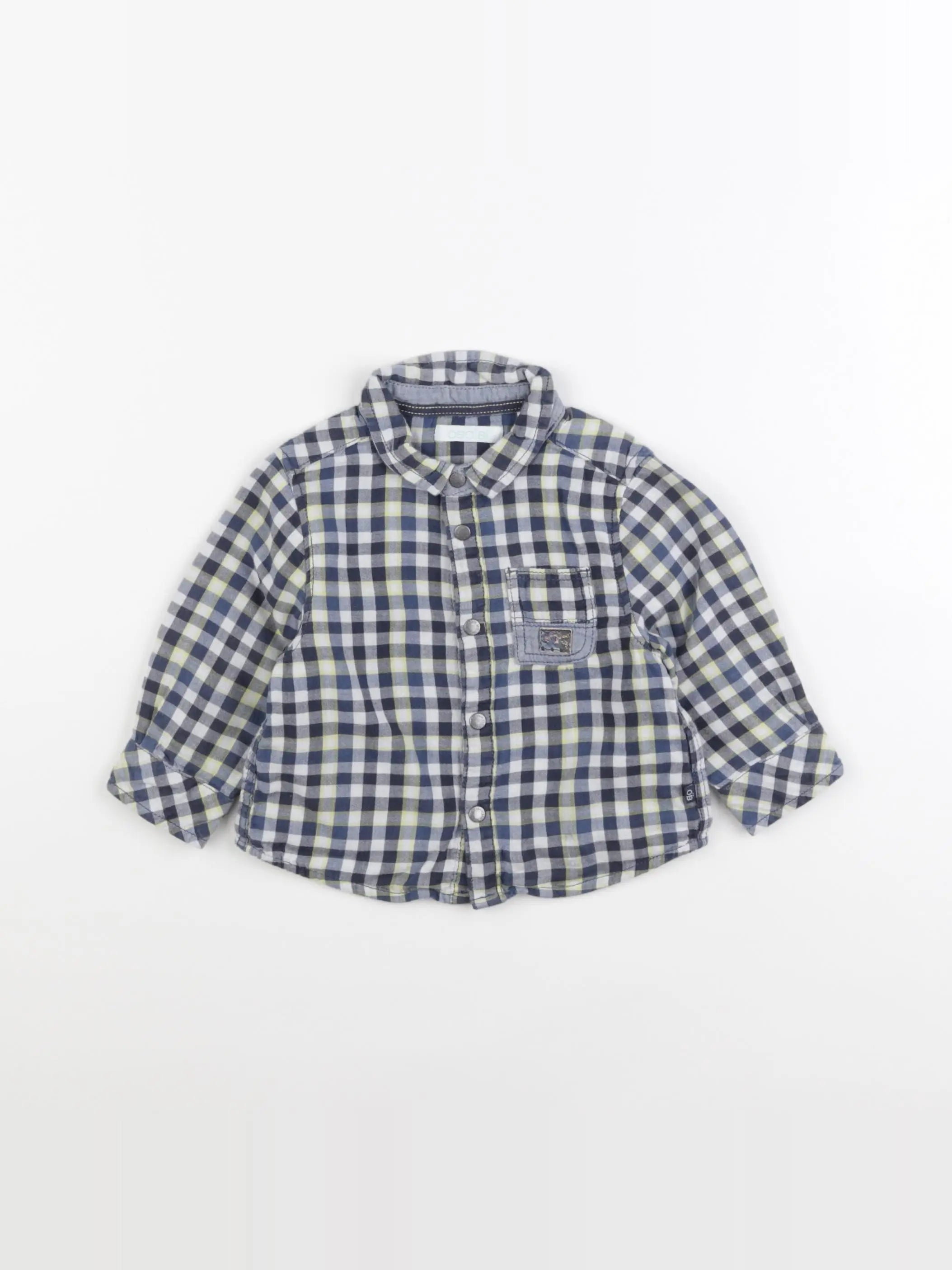 Obaïbi - chemise bleu, blanc - 9 mois