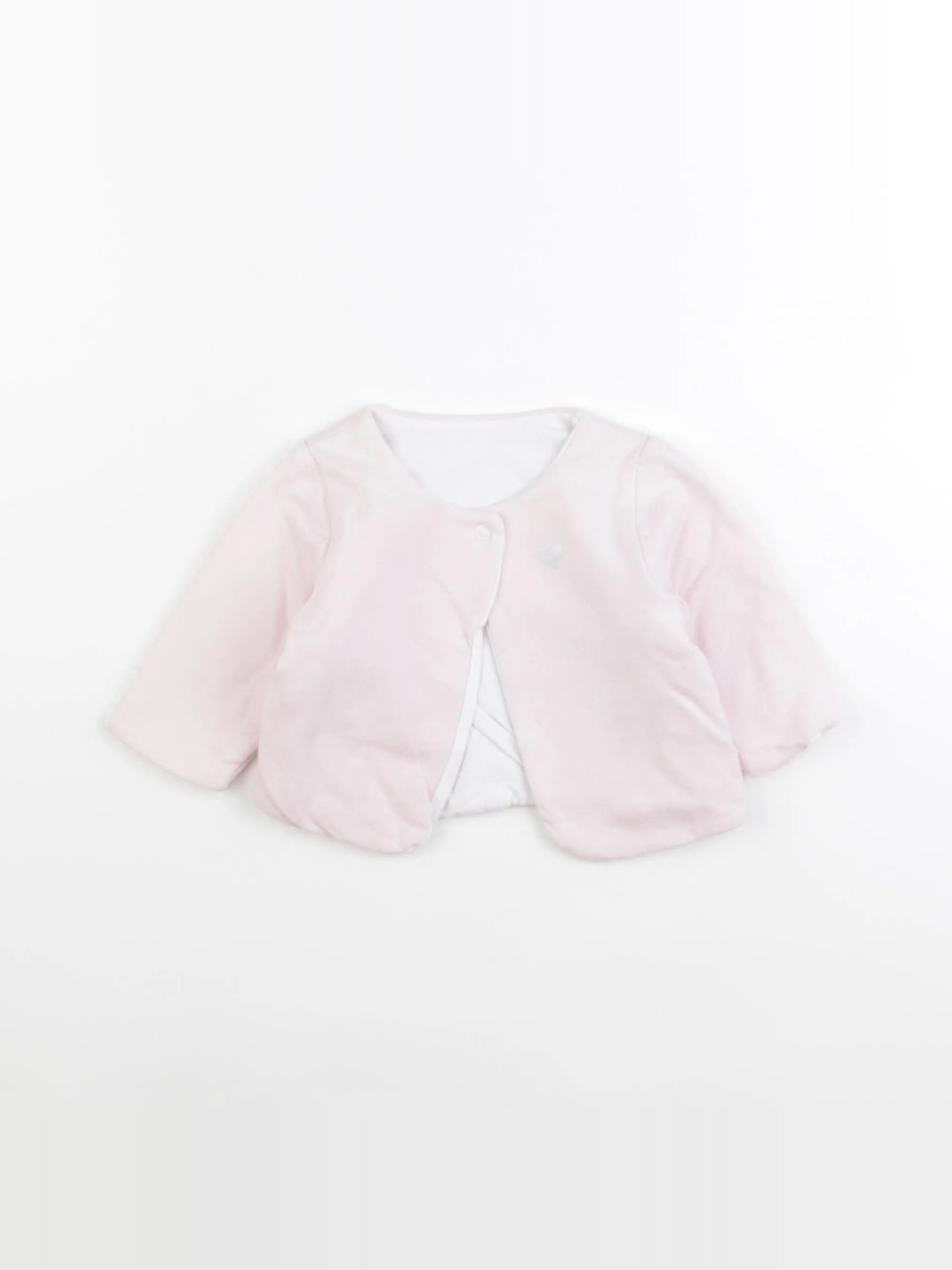 Obaïbi - gilet réversible rose, blanc - 3 mois