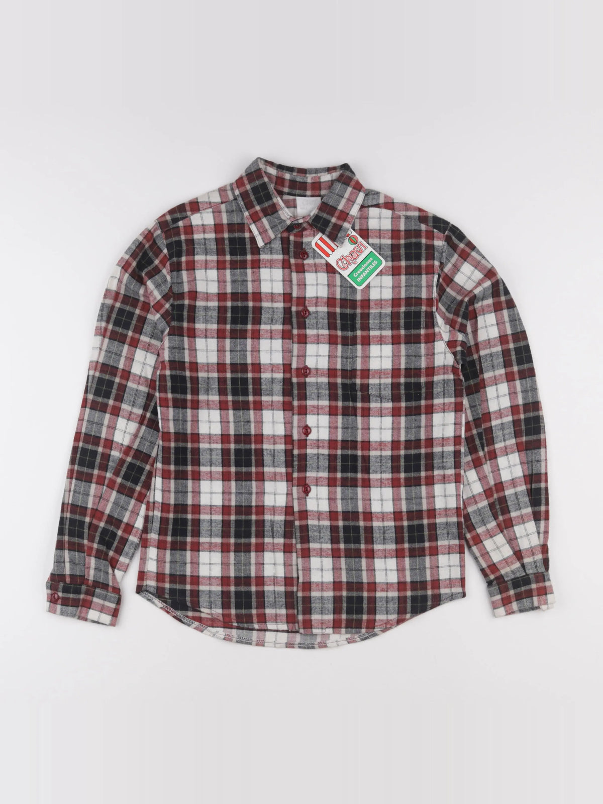 Vintage - chemise blanc, rouge, vert - 8 ans