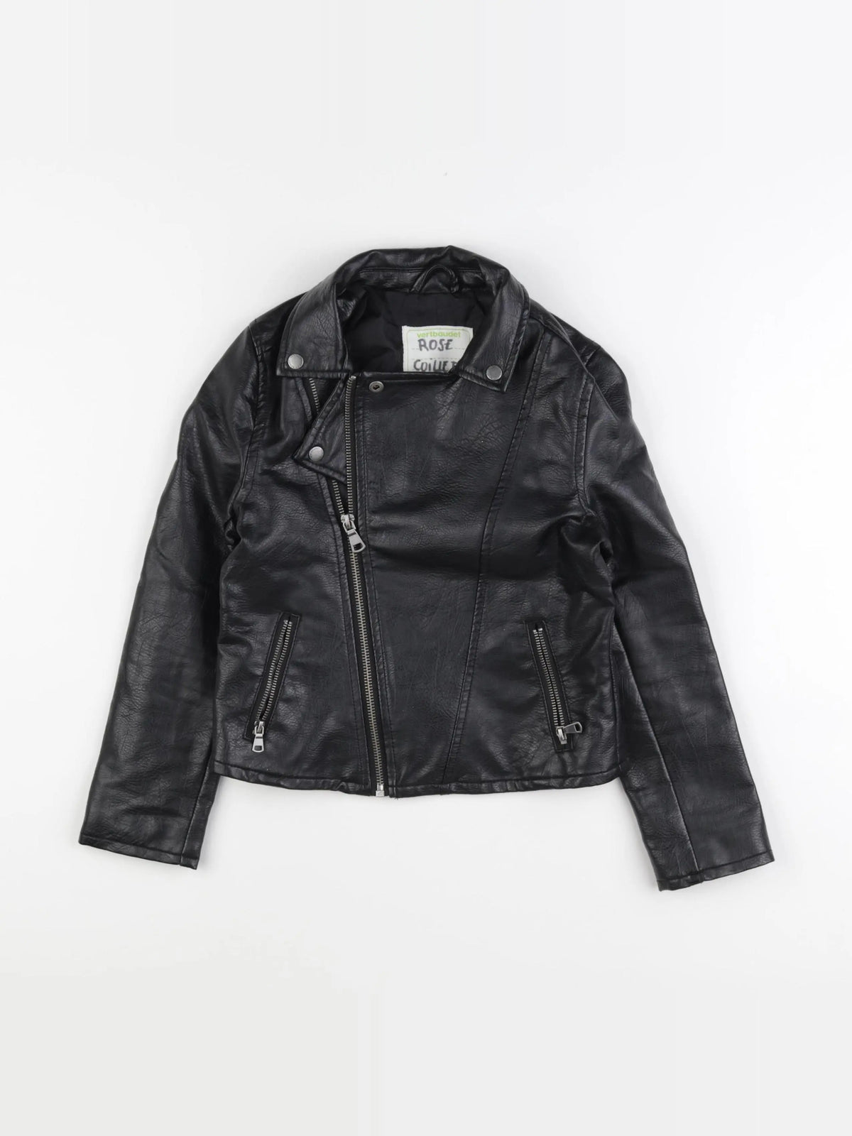 Vertbaudet - veste simili cuir noir - 8 ans