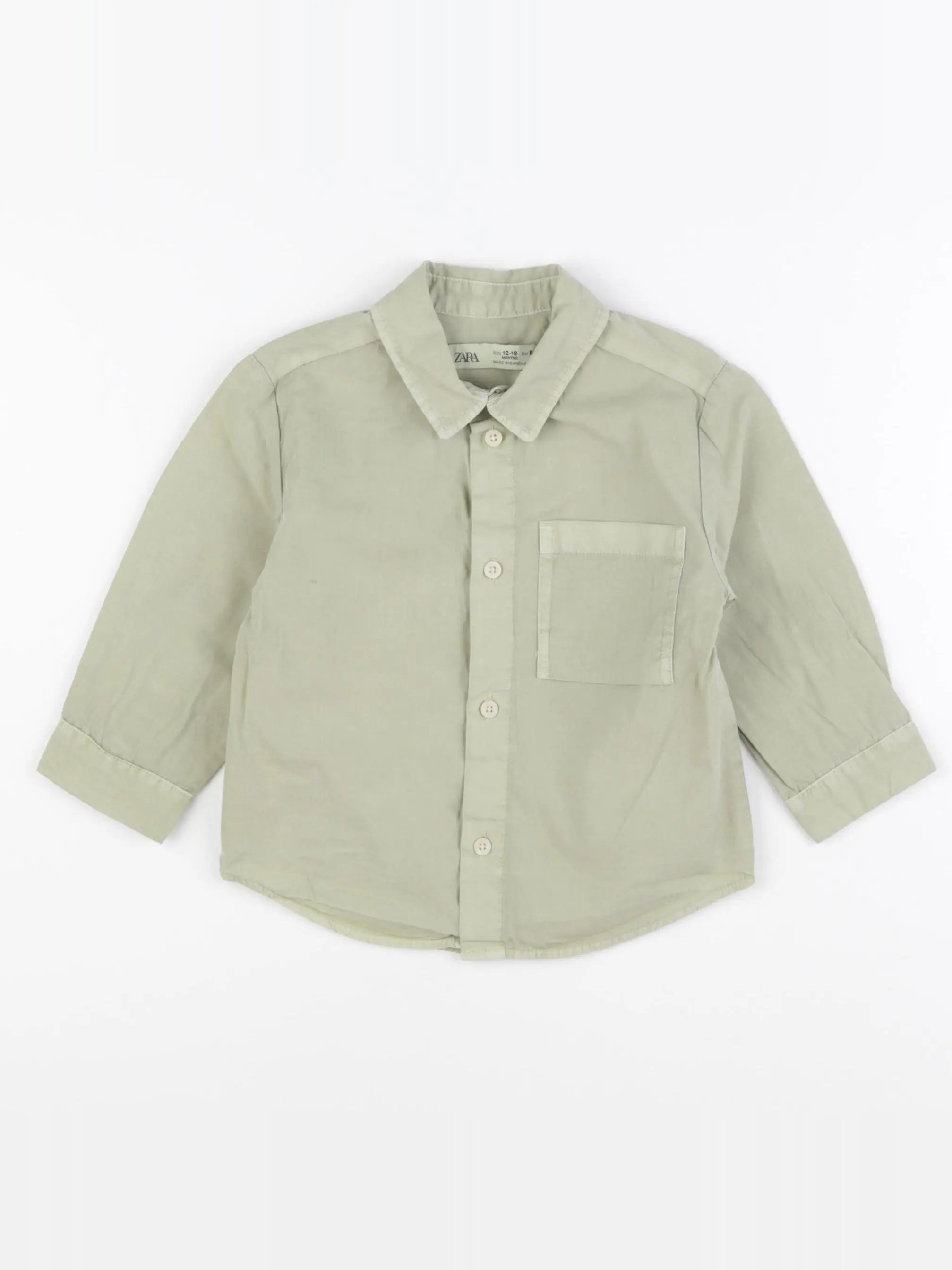 Zara - chemise vert - 12/18 mois