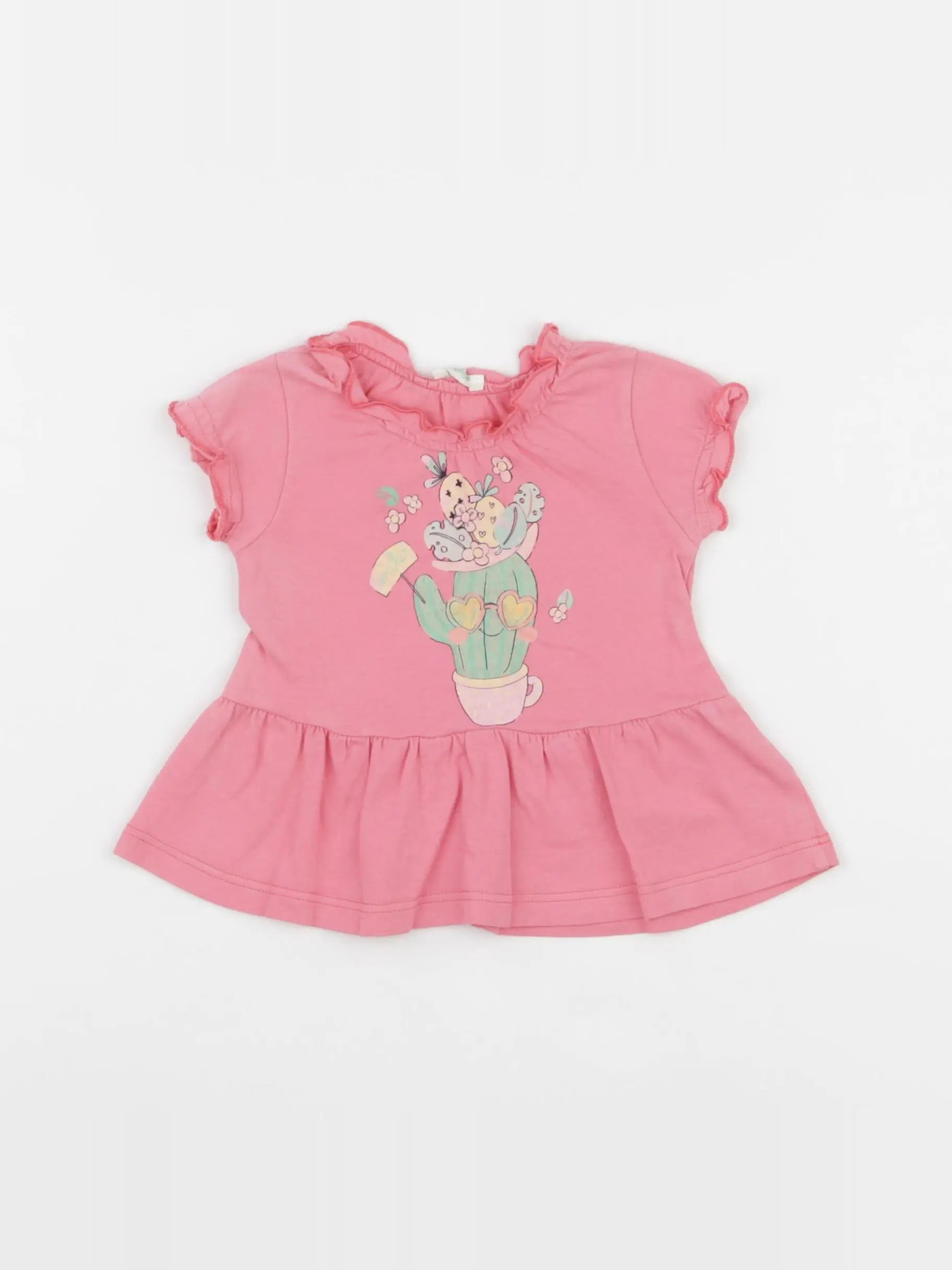 Benetton - tee-shirt rose - 3/6 mois