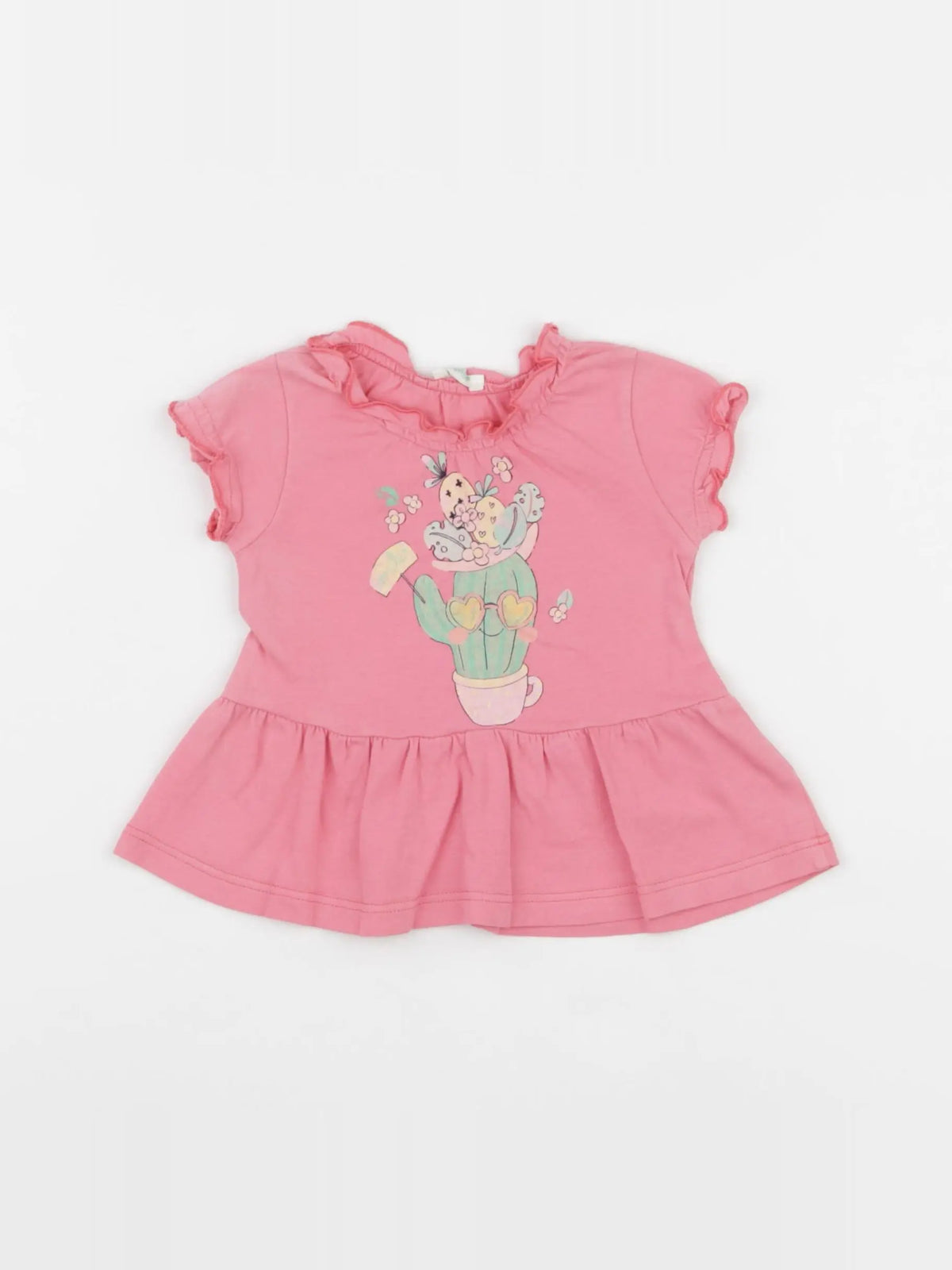 Benetton - tee-shirt rose - 3/6 mois