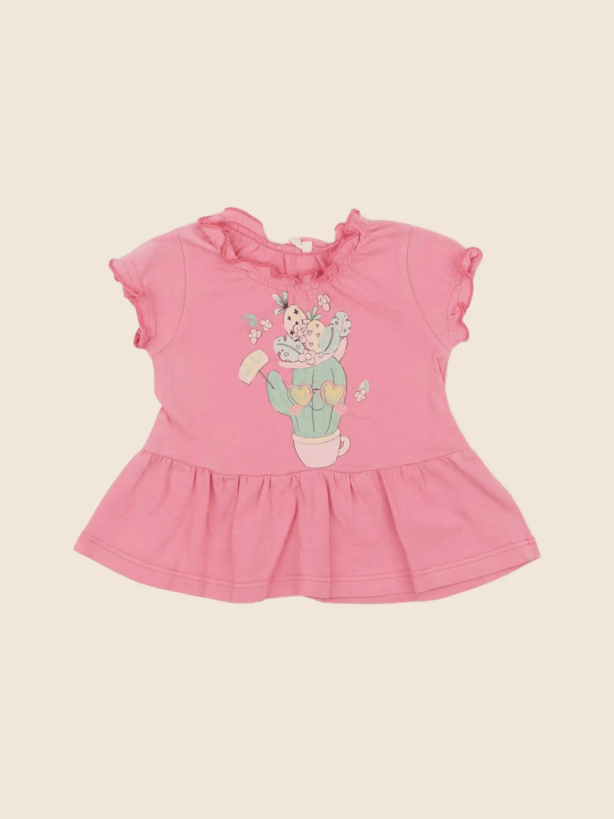 Benetton - tee-shirt rose - 3/6 mois