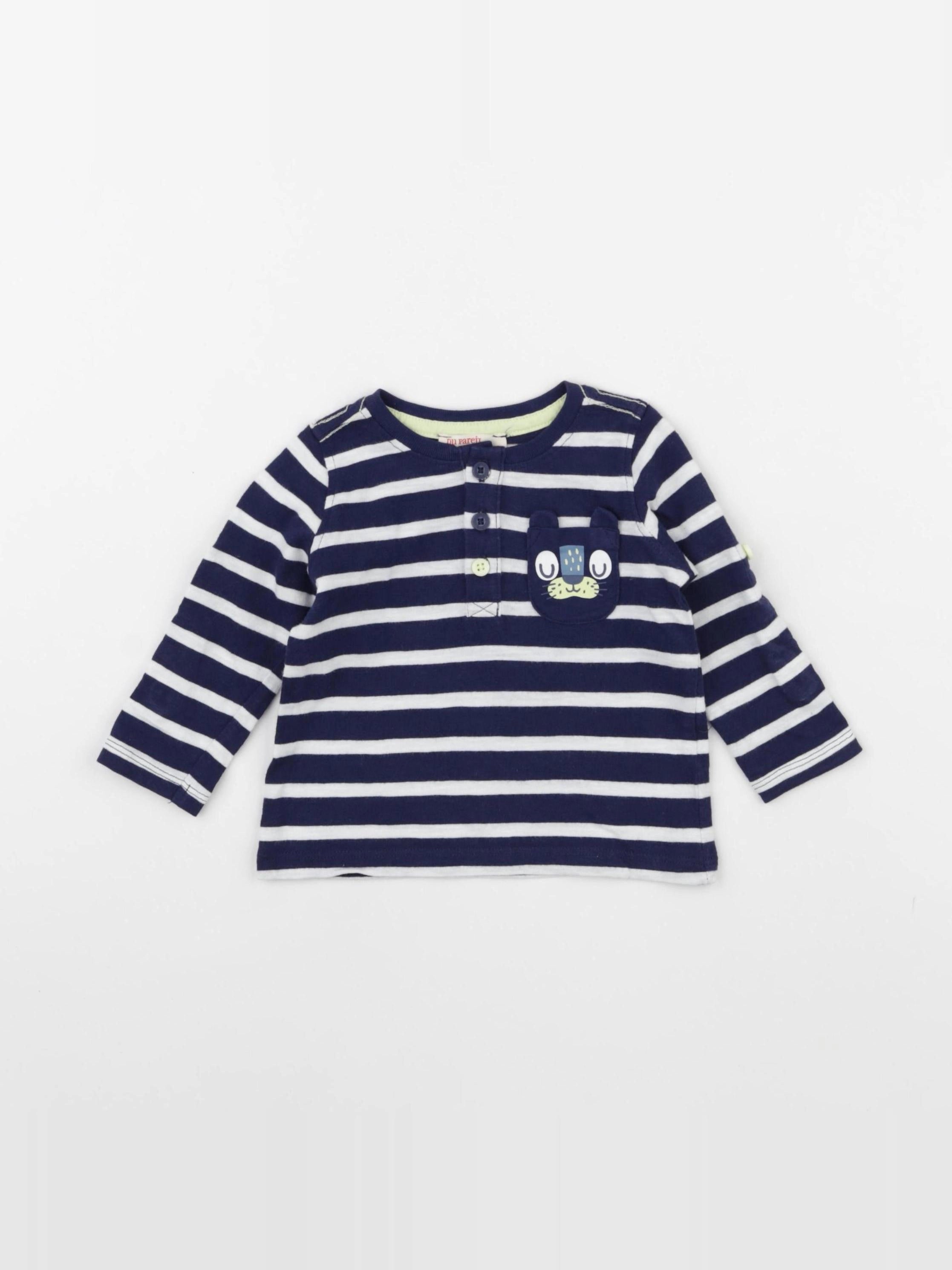 DPAM - tee-shirt bleu, blanc - 6 mois