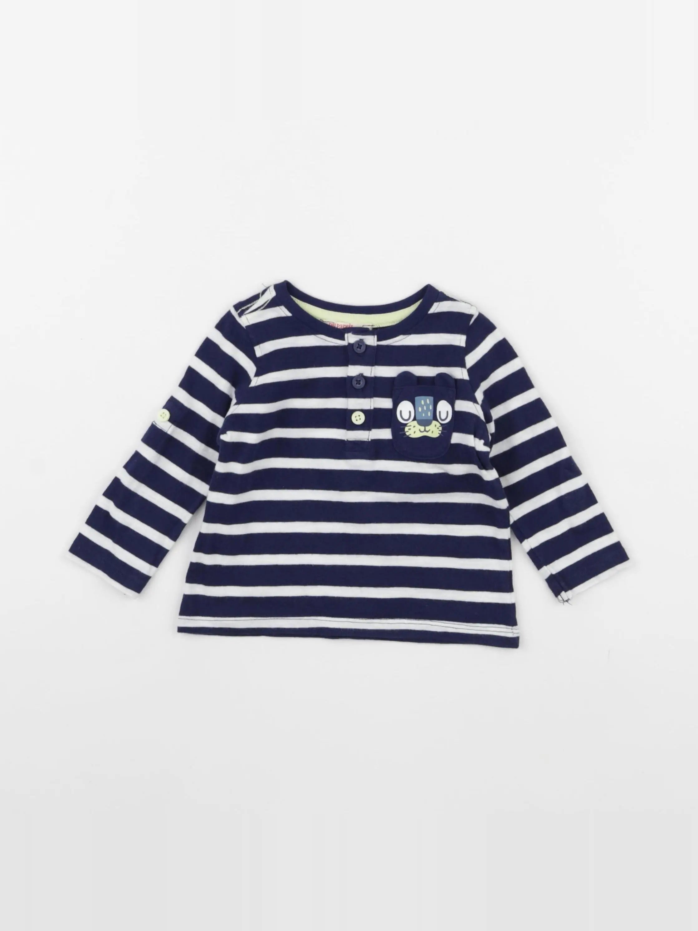 DPAM - tee-shirt bleu, blanc - 6 mois