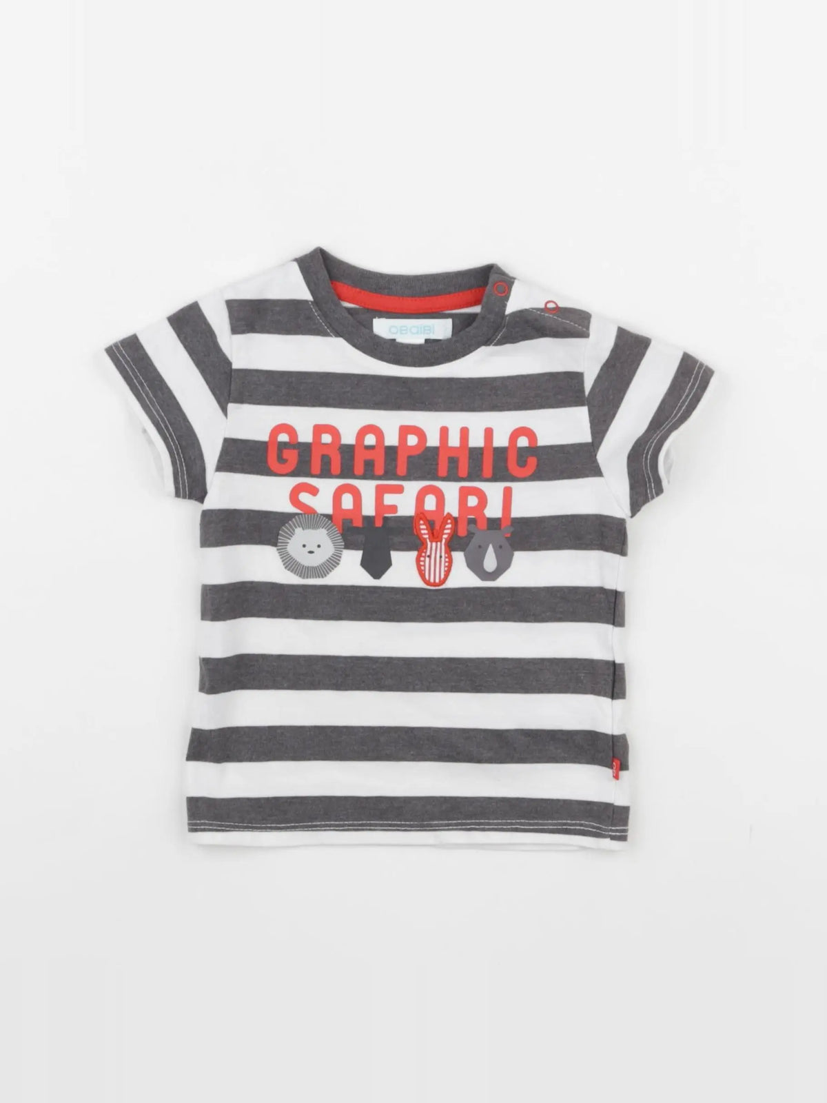 Obaïbi - tee-shirt blanc, gris - 6 mois