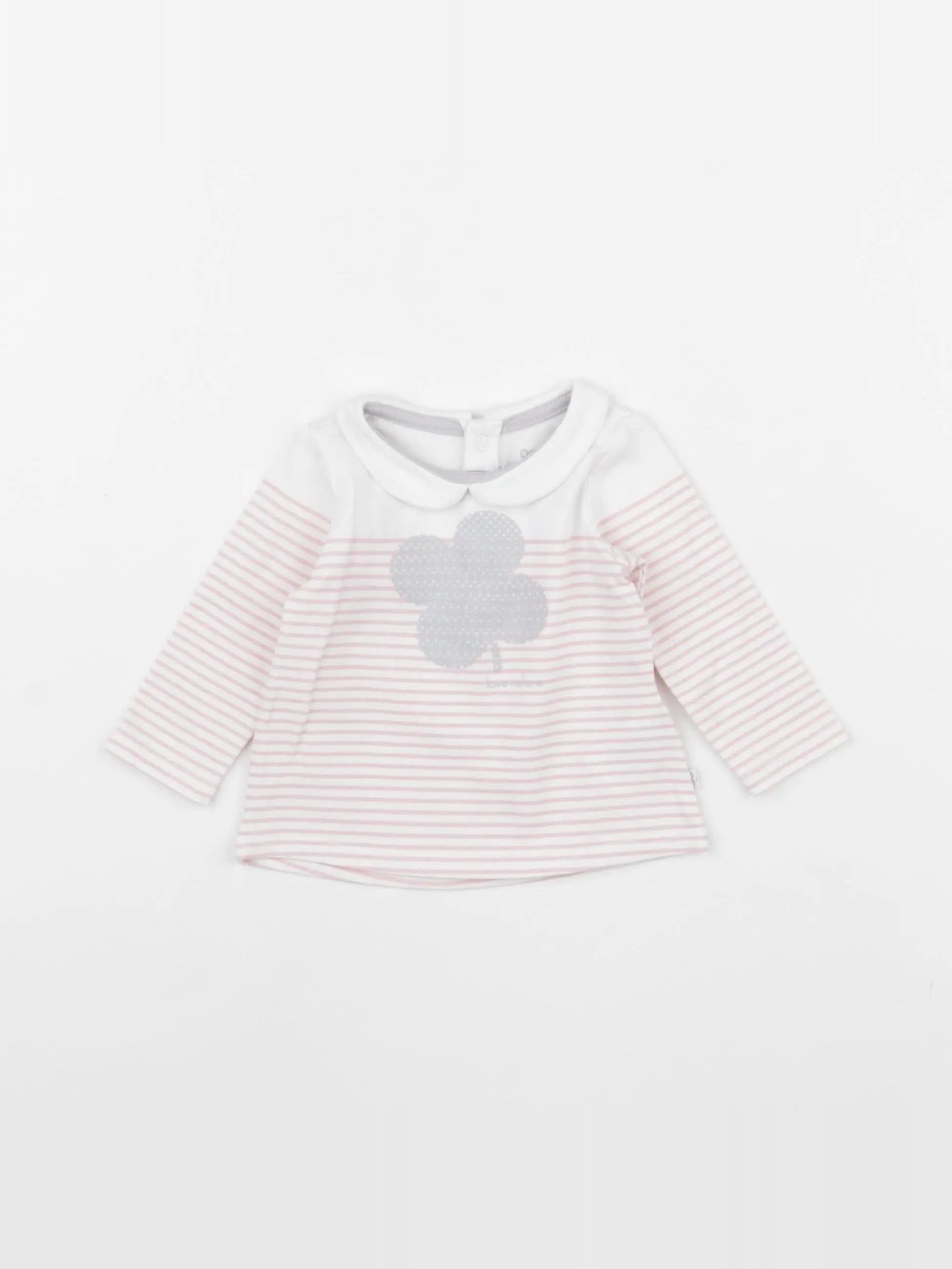 Obaïbi - tee-shirt blanc, rose - 3 mois