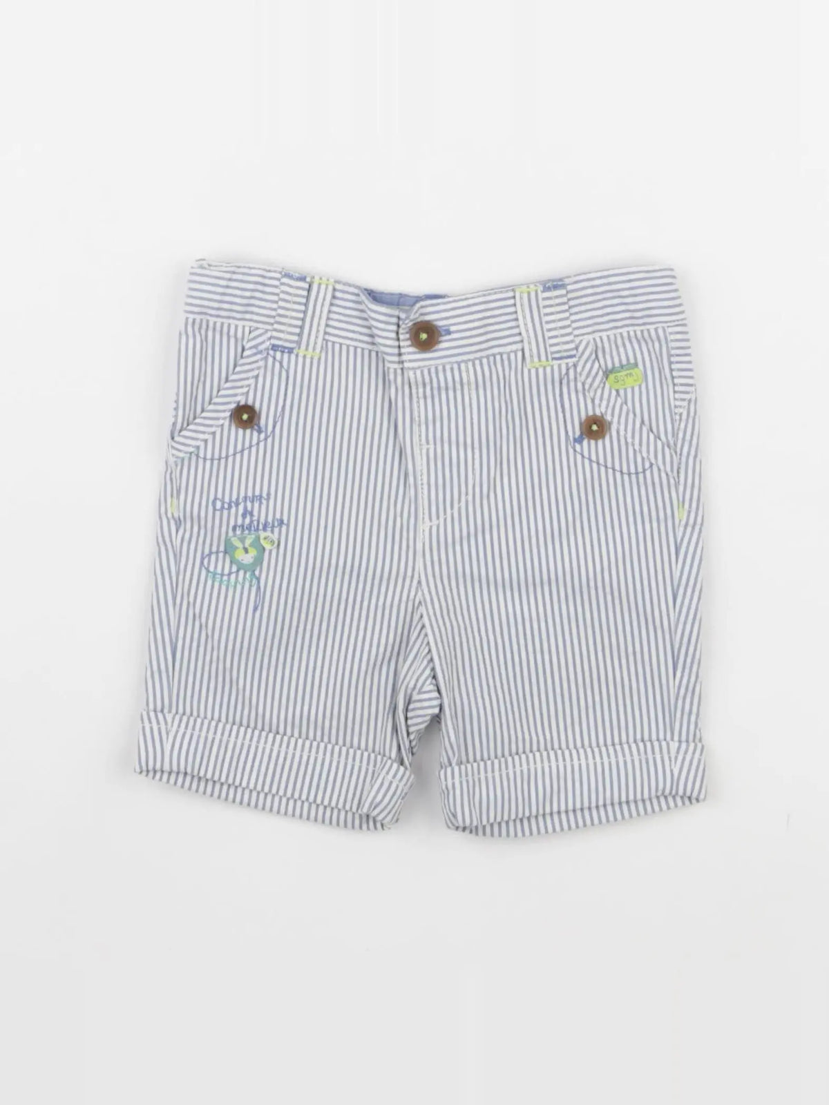 Sergent Major - short blanc, bleu - 6 mois