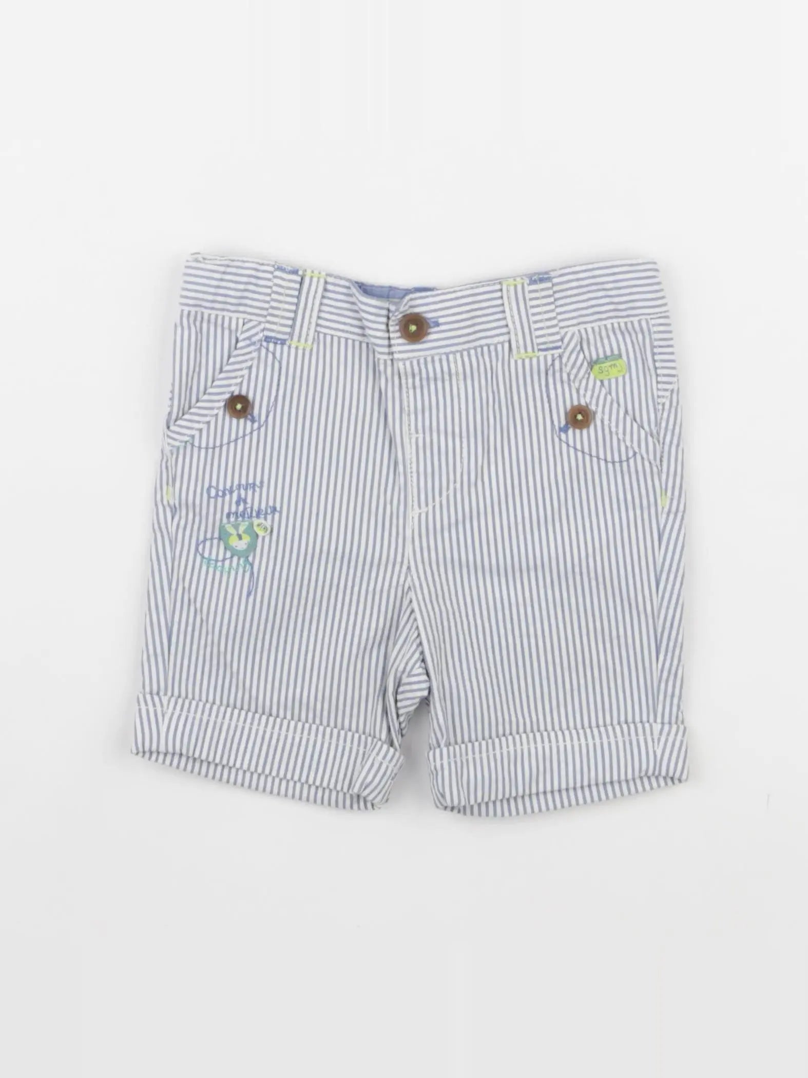 Sergent Major - short blanc, bleu - 6 mois