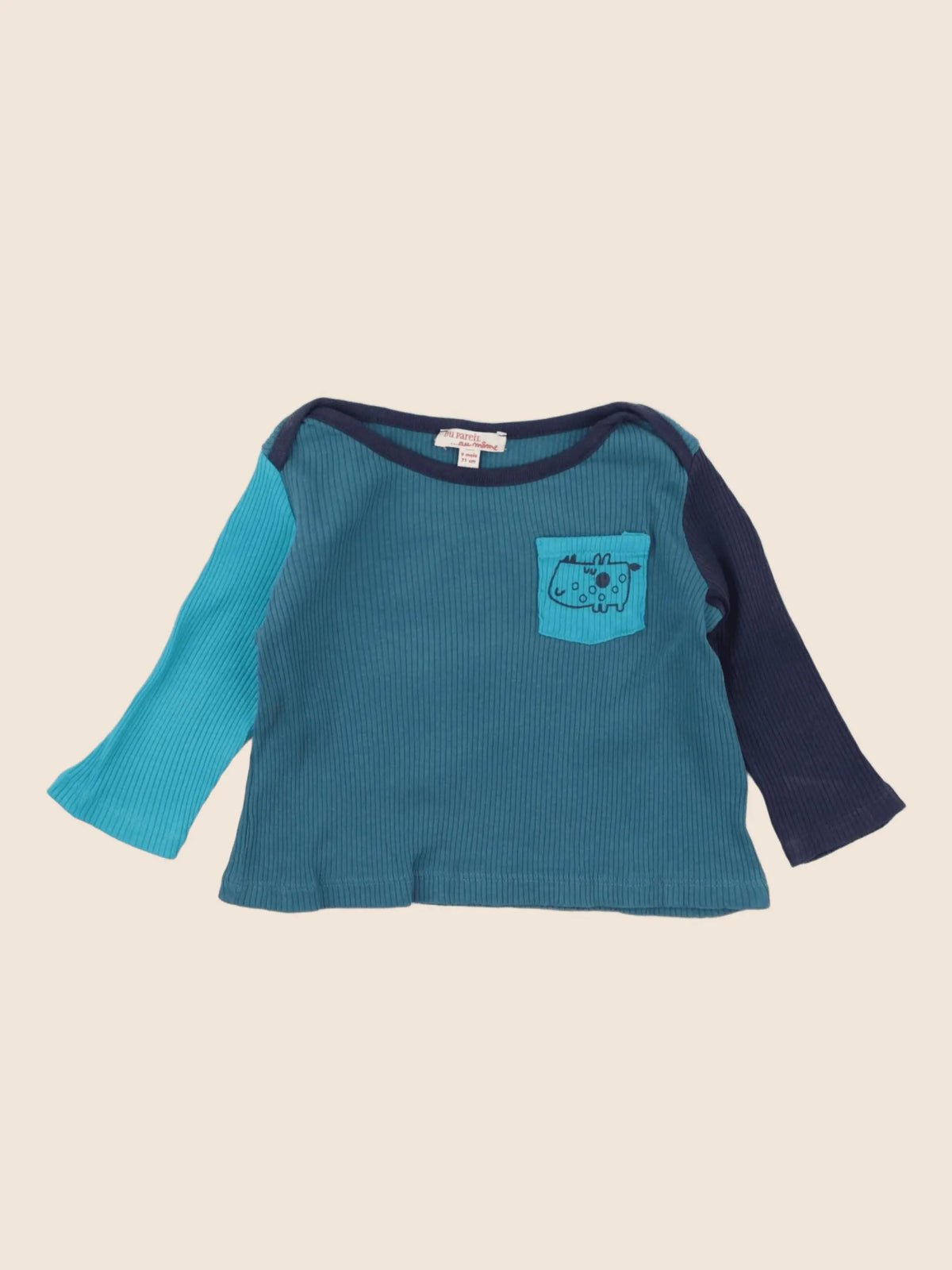 DPAM - tee-shirt bleu - 9 mois