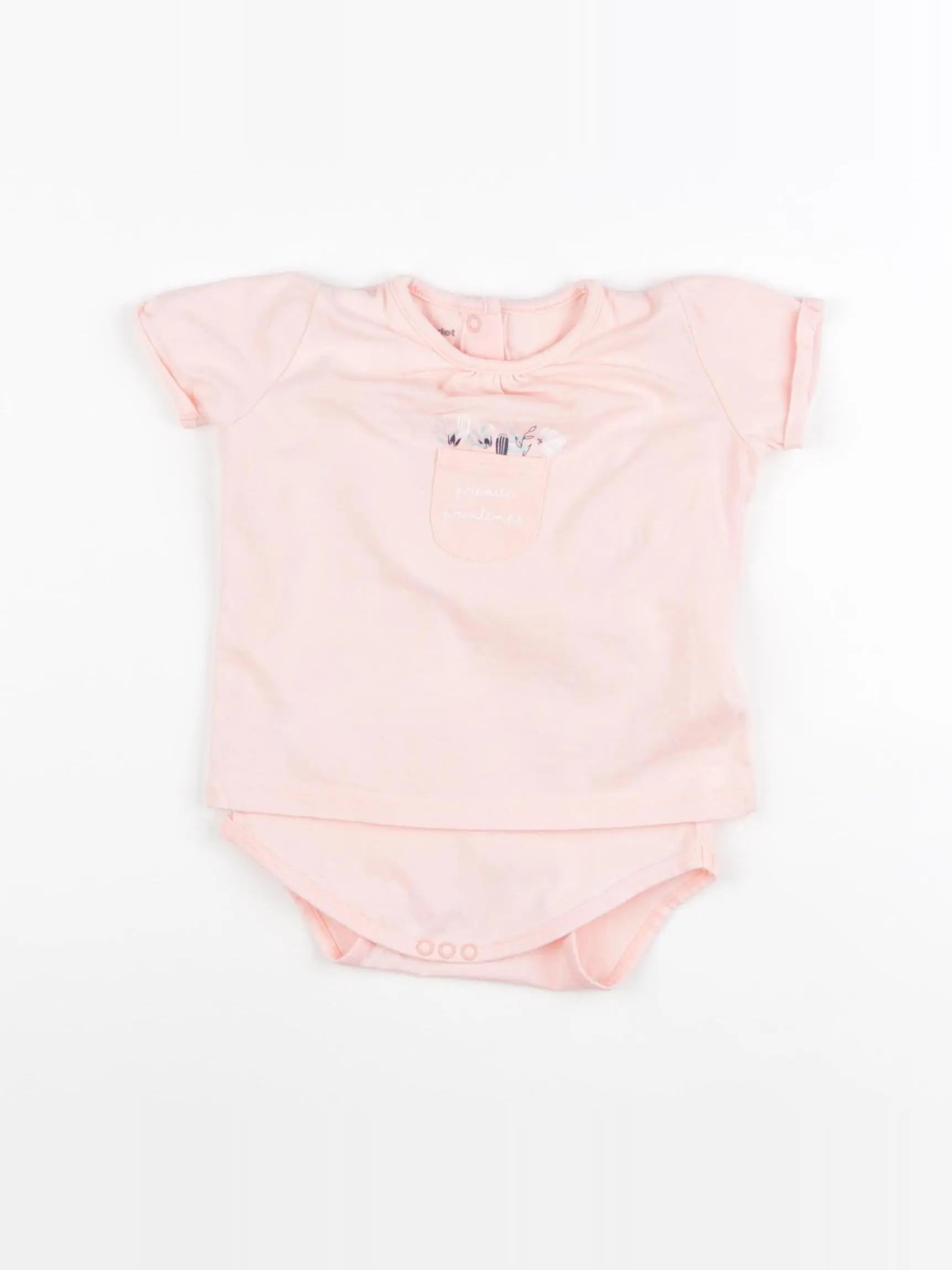 Vertbaudet - body tee-shirt rose - 6 mois