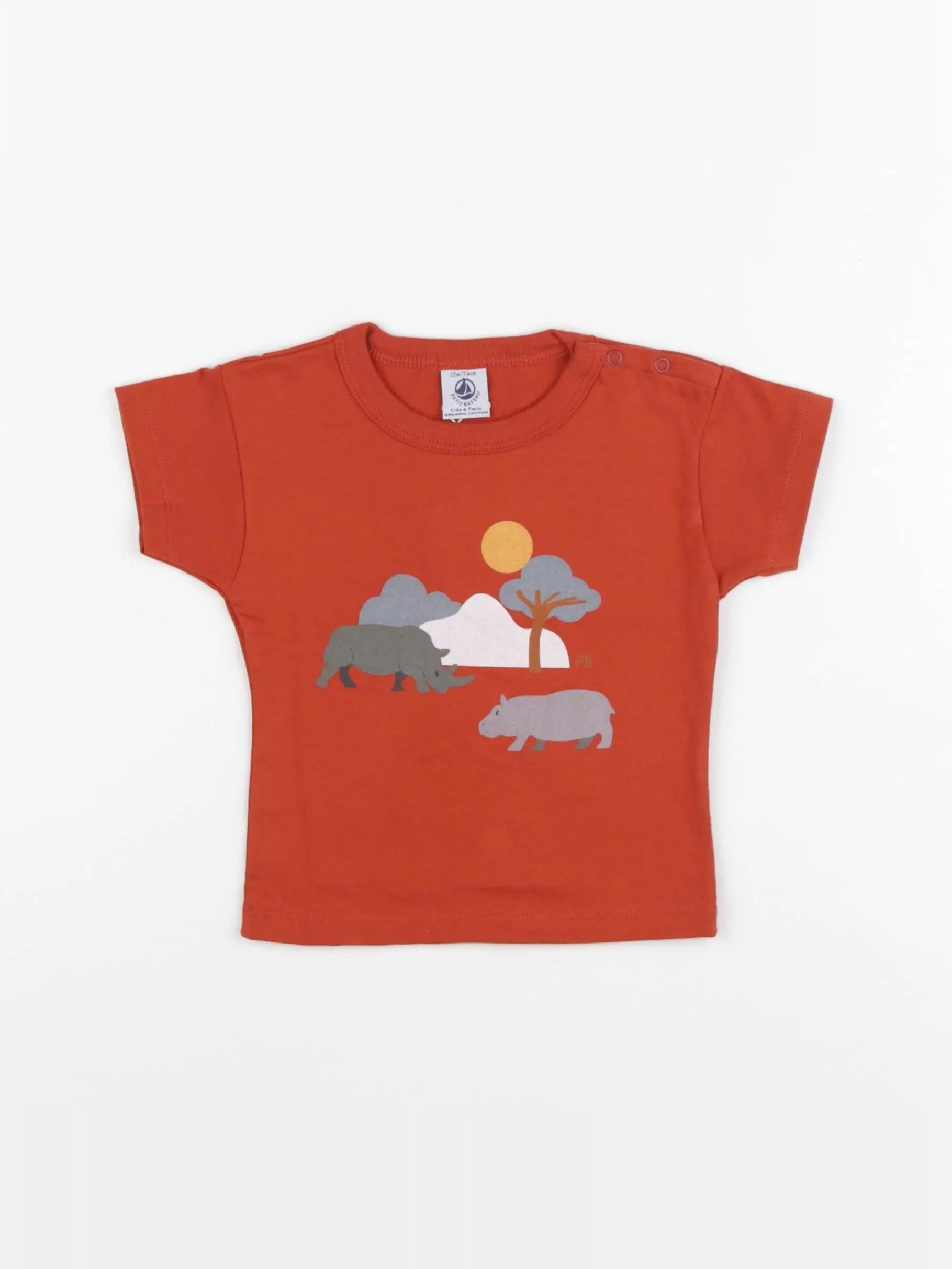 Petit Bateau - tee-shirt orange - 6 mois