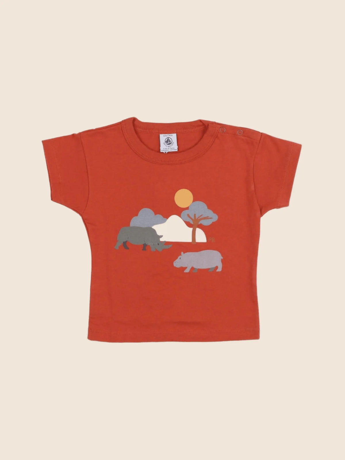 Petit Bateau - tee-shirt orange - 6 mois
