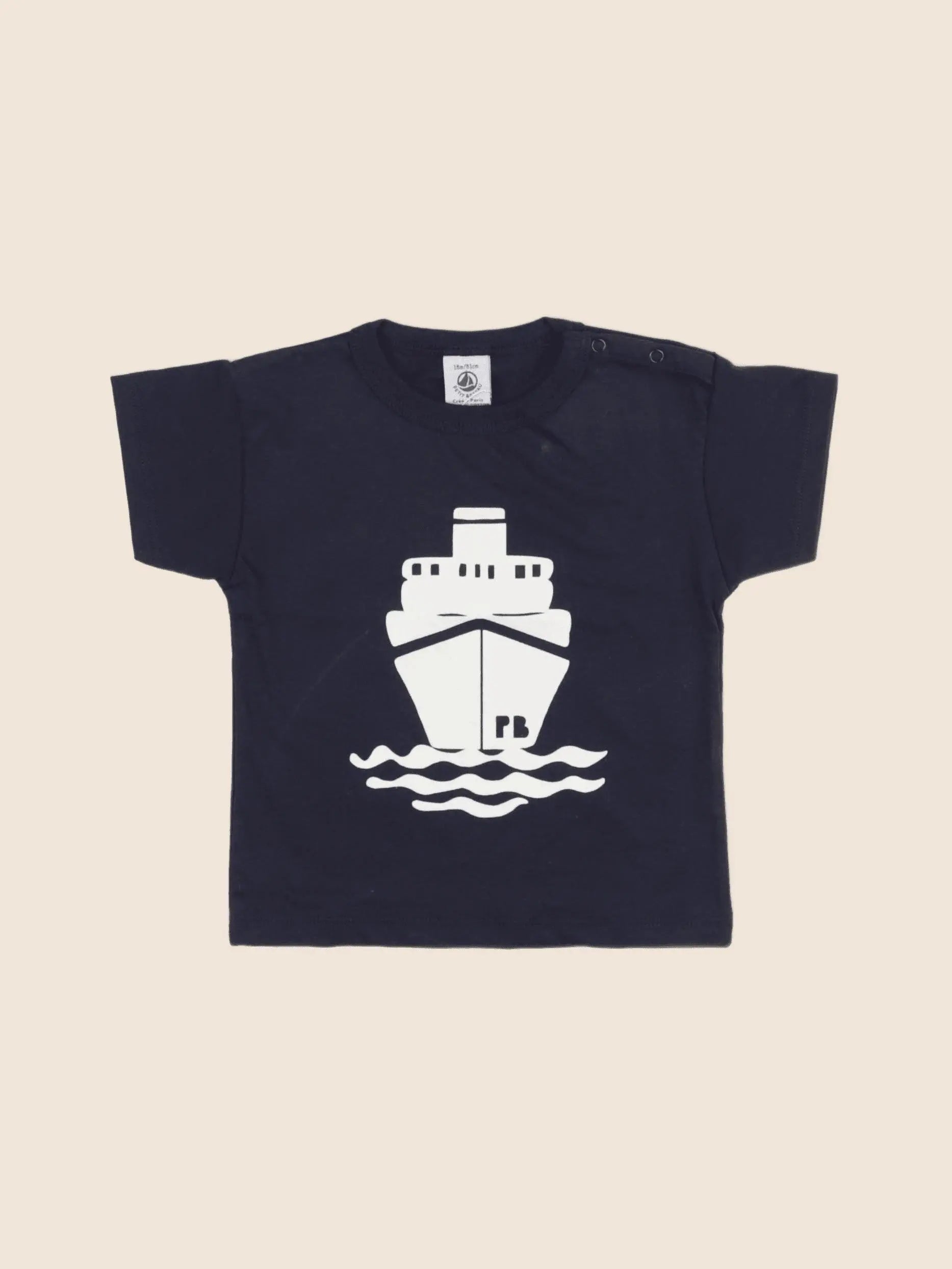 Petit Bateau - tee-shirt bleu - 6 mois