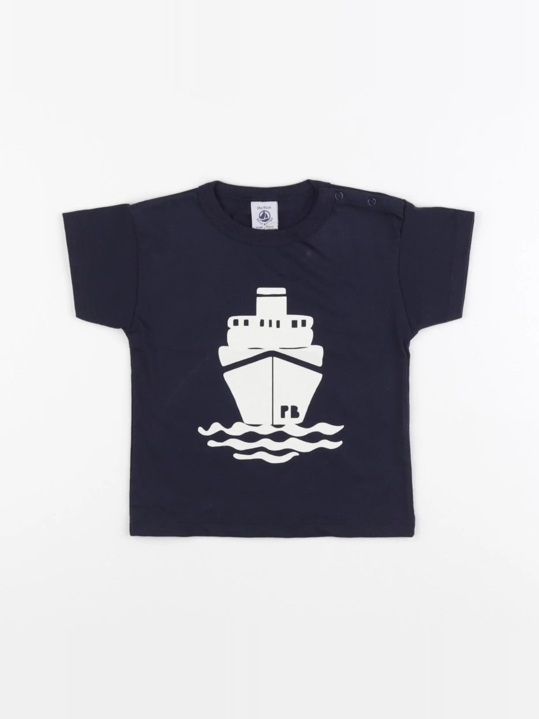 Petit Bateau - tee-shirt bleu - 12 mois