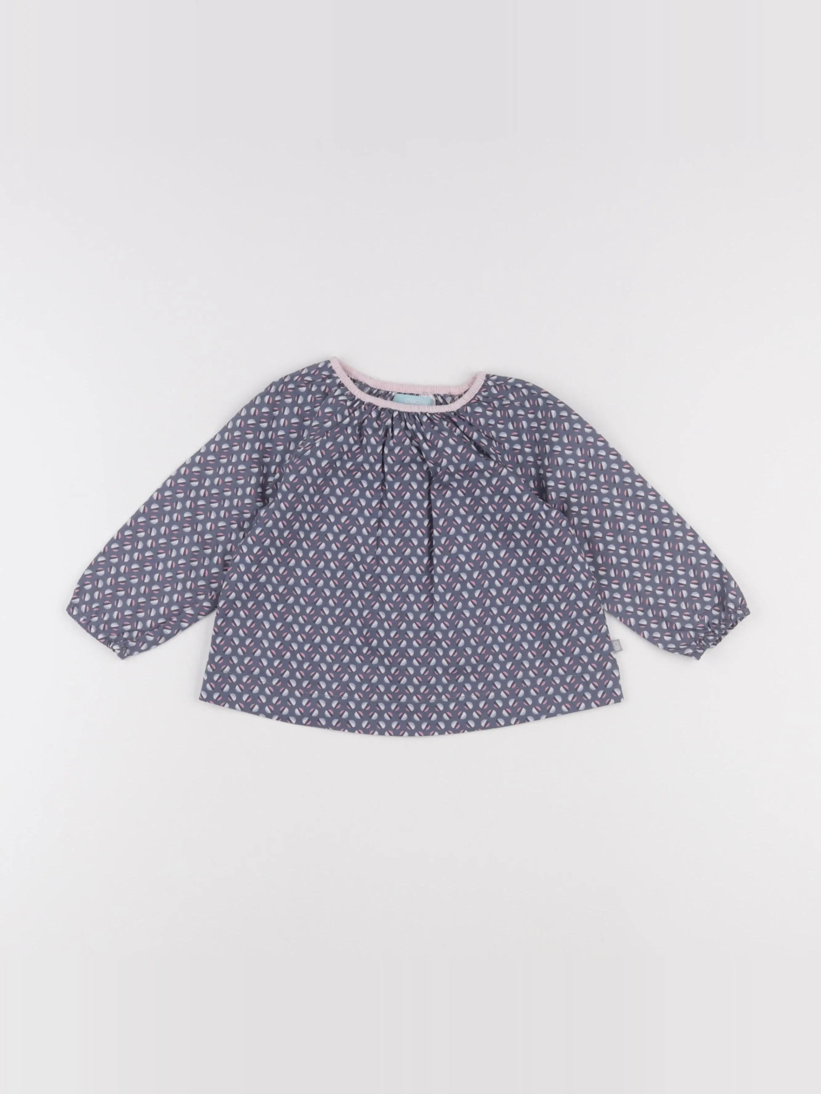 Obaïbi - blouse bleu, rose - 12 mois