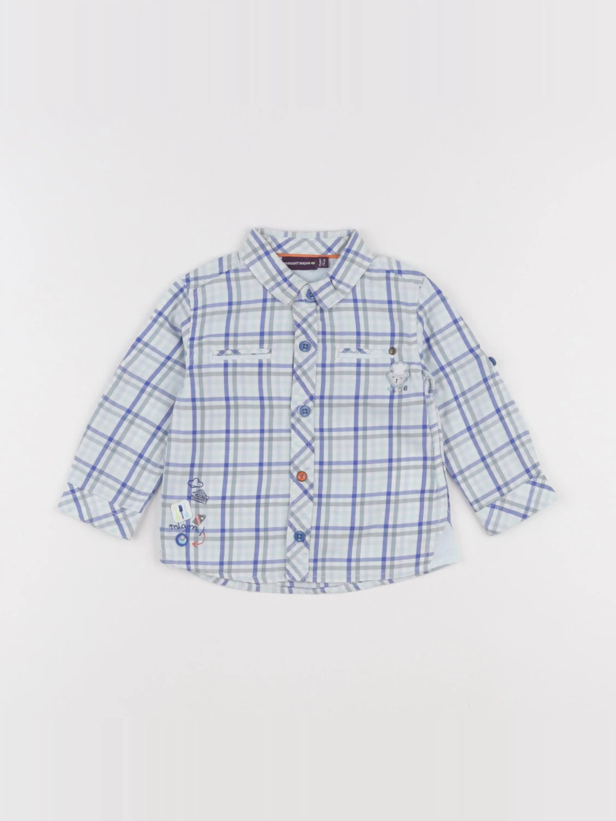 Sergent Major - chemise bleu, blanc - 12 mois