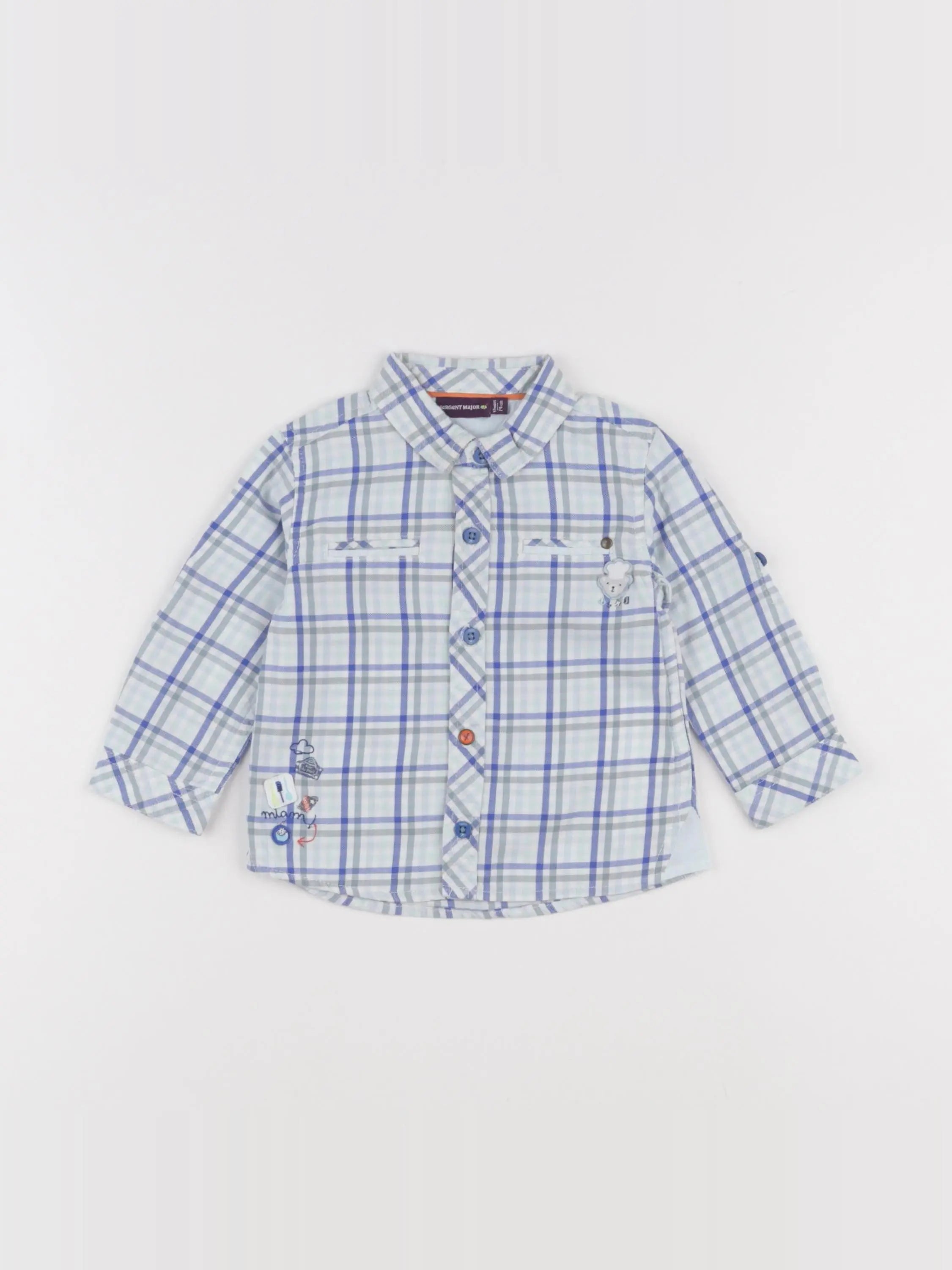 Sergent Major - chemise bleu, blanc - 12 mois