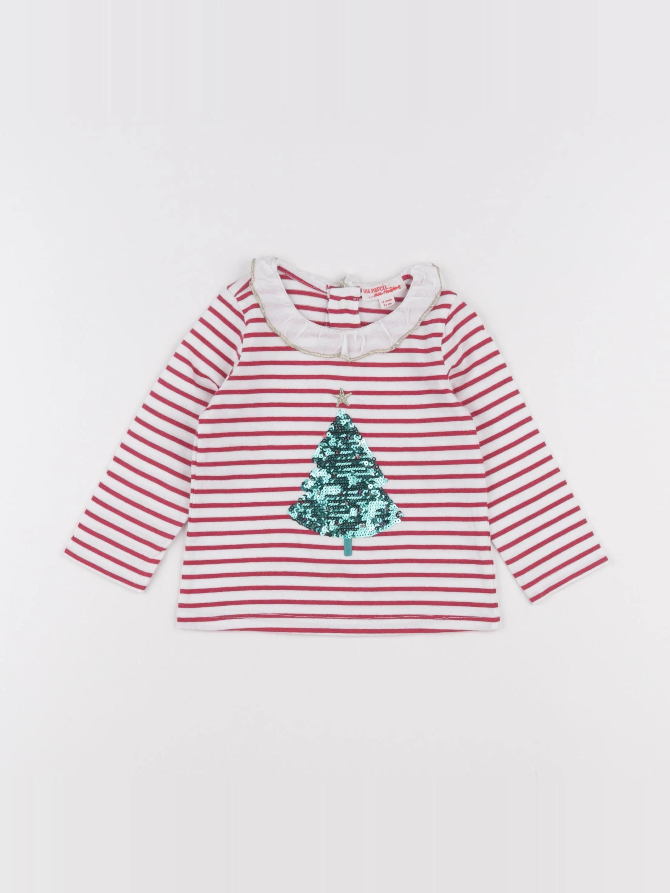 DPAM - tee-shirt blanc, rouge - 12 mois