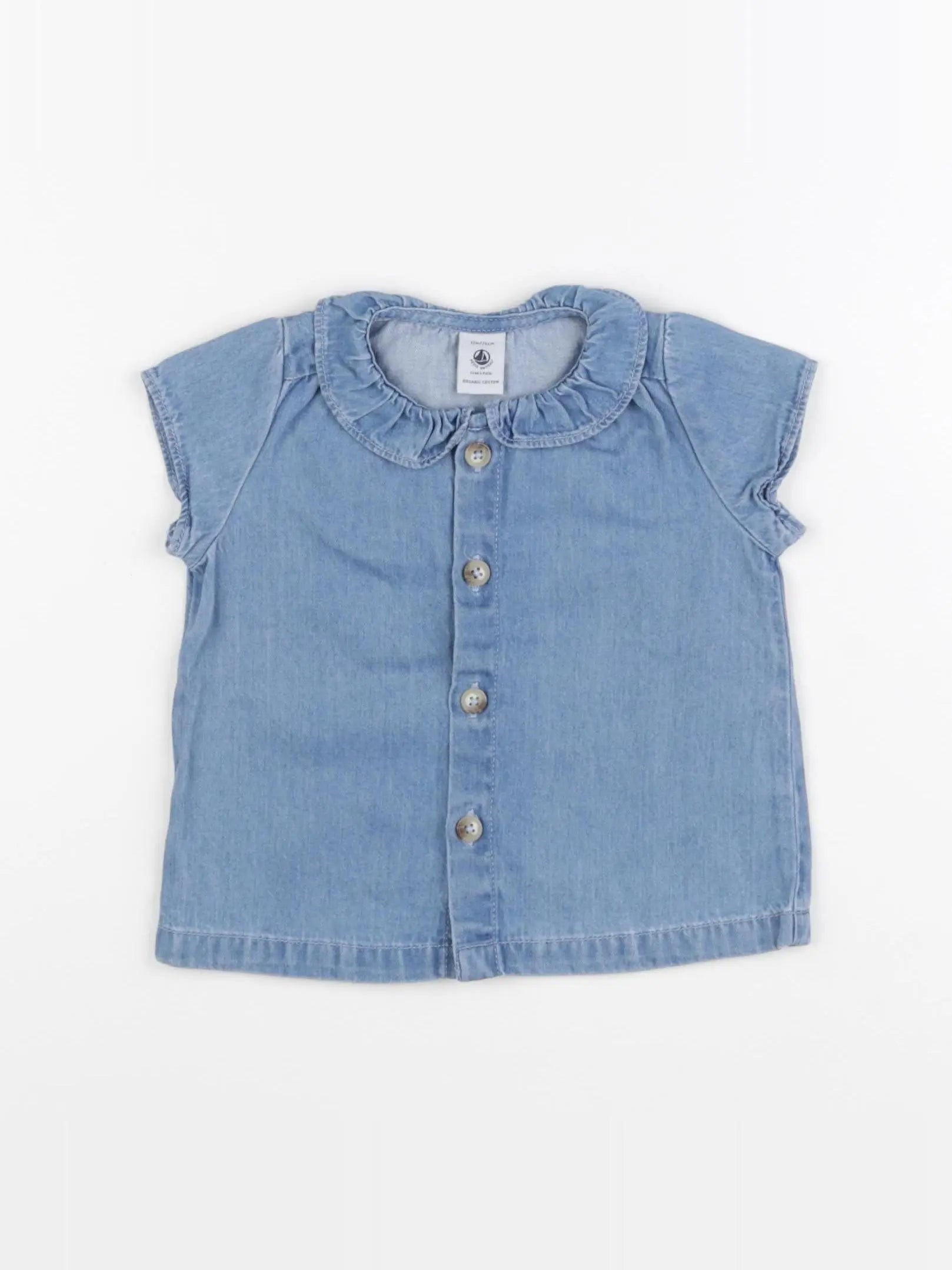 Petit Bateau - blouse bleu - 12 mois