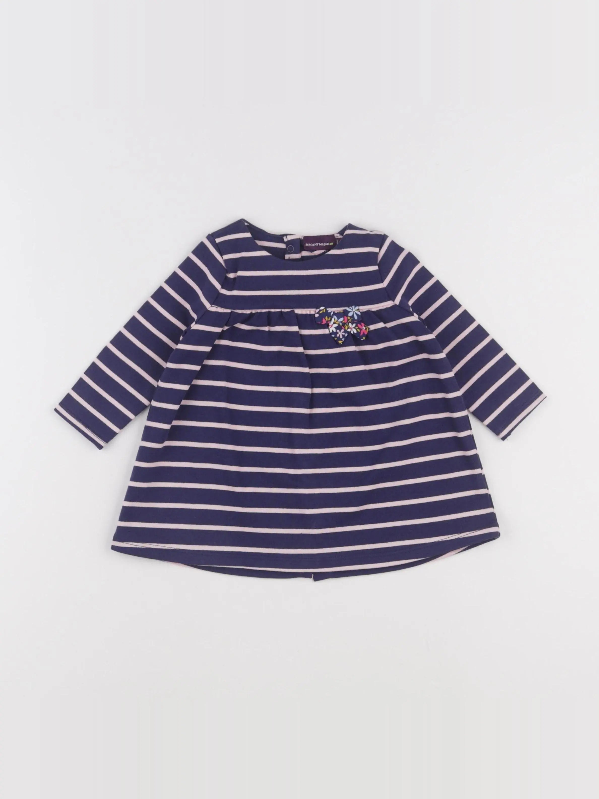 Sergent Major - robe bleu, rose - 6 mois