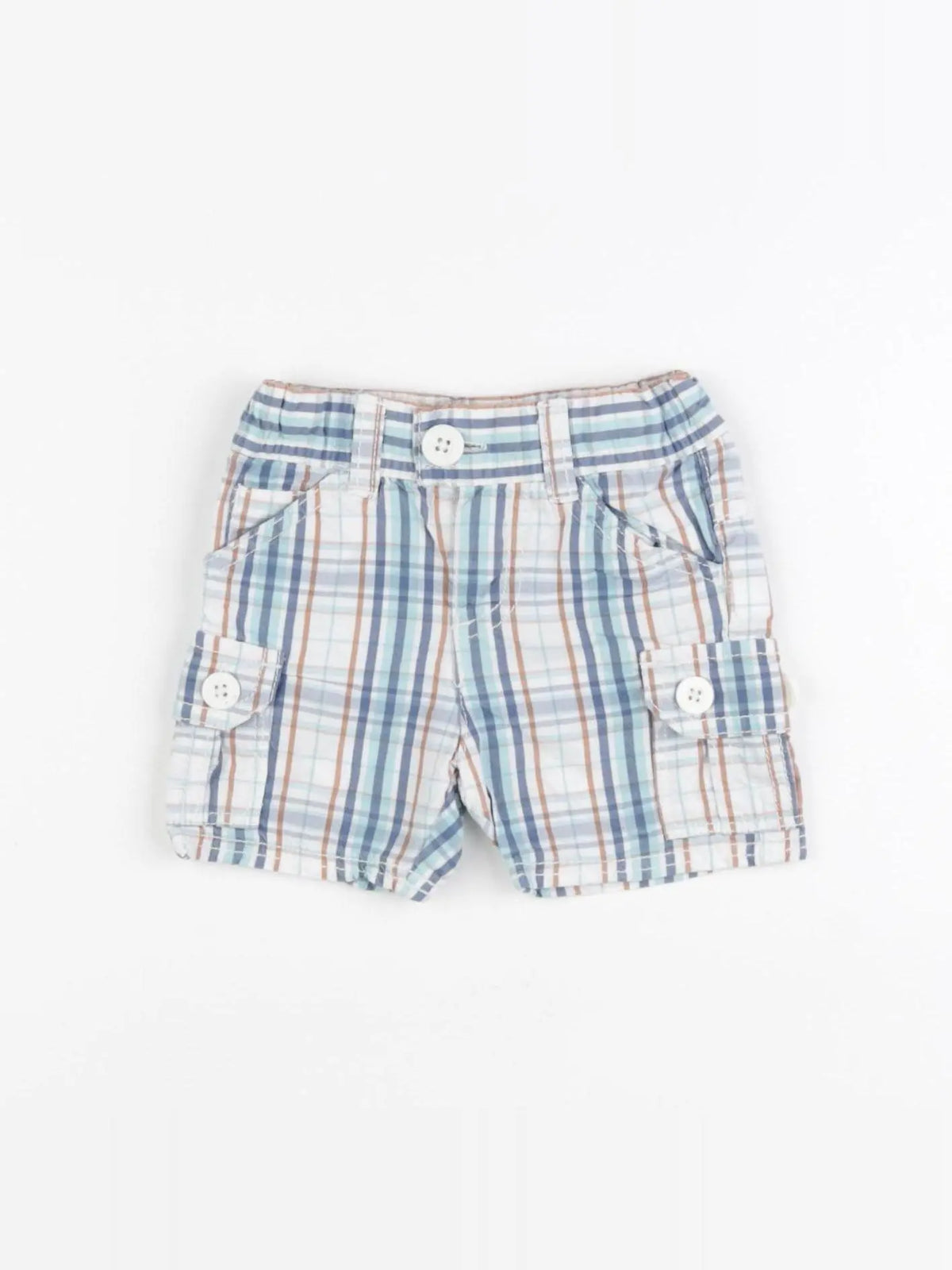 Vertbaudet - short blanc, bleu - 3 mois