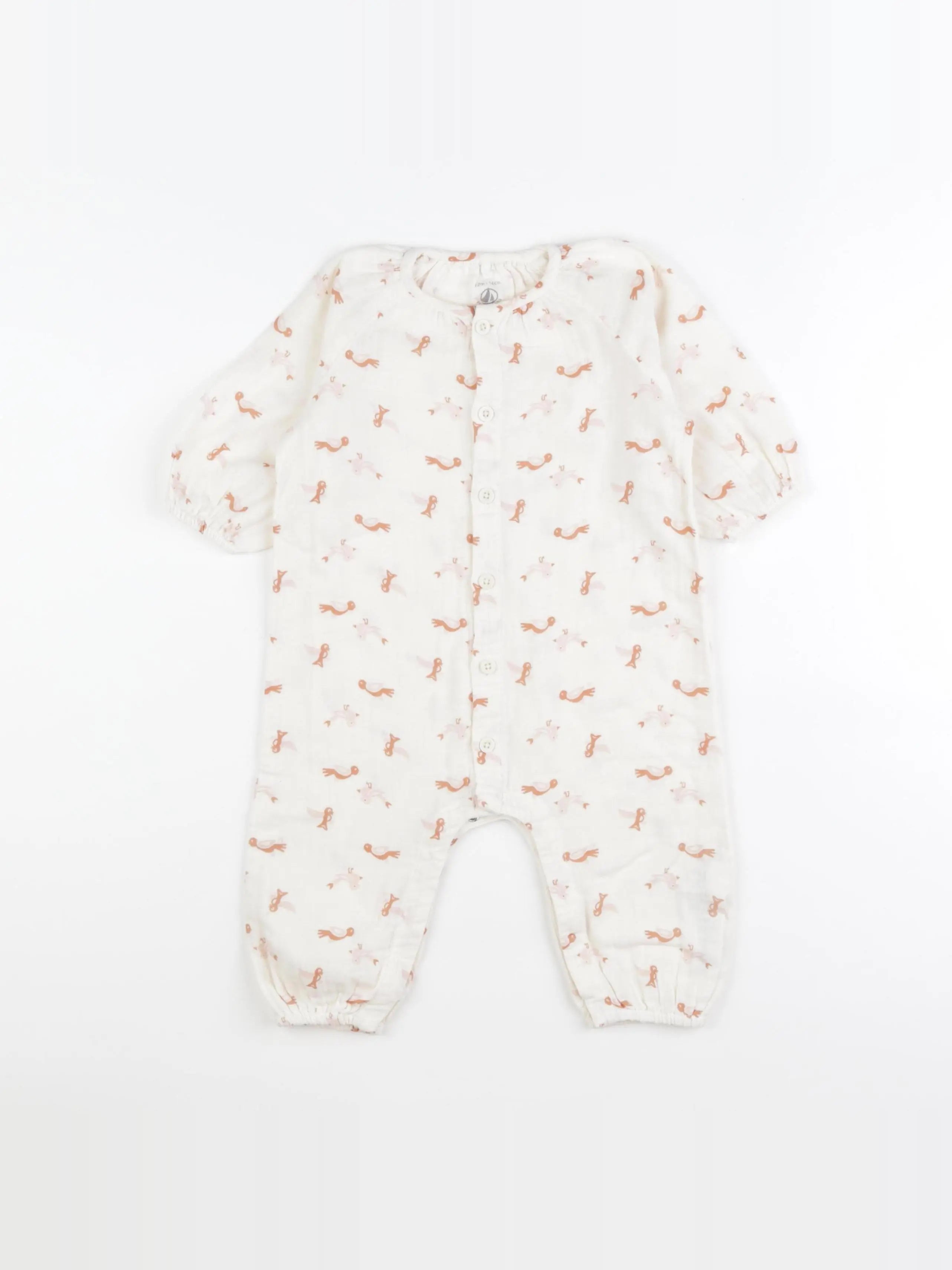 Petit Bateau - combinaison blanc, rose - 12 mois