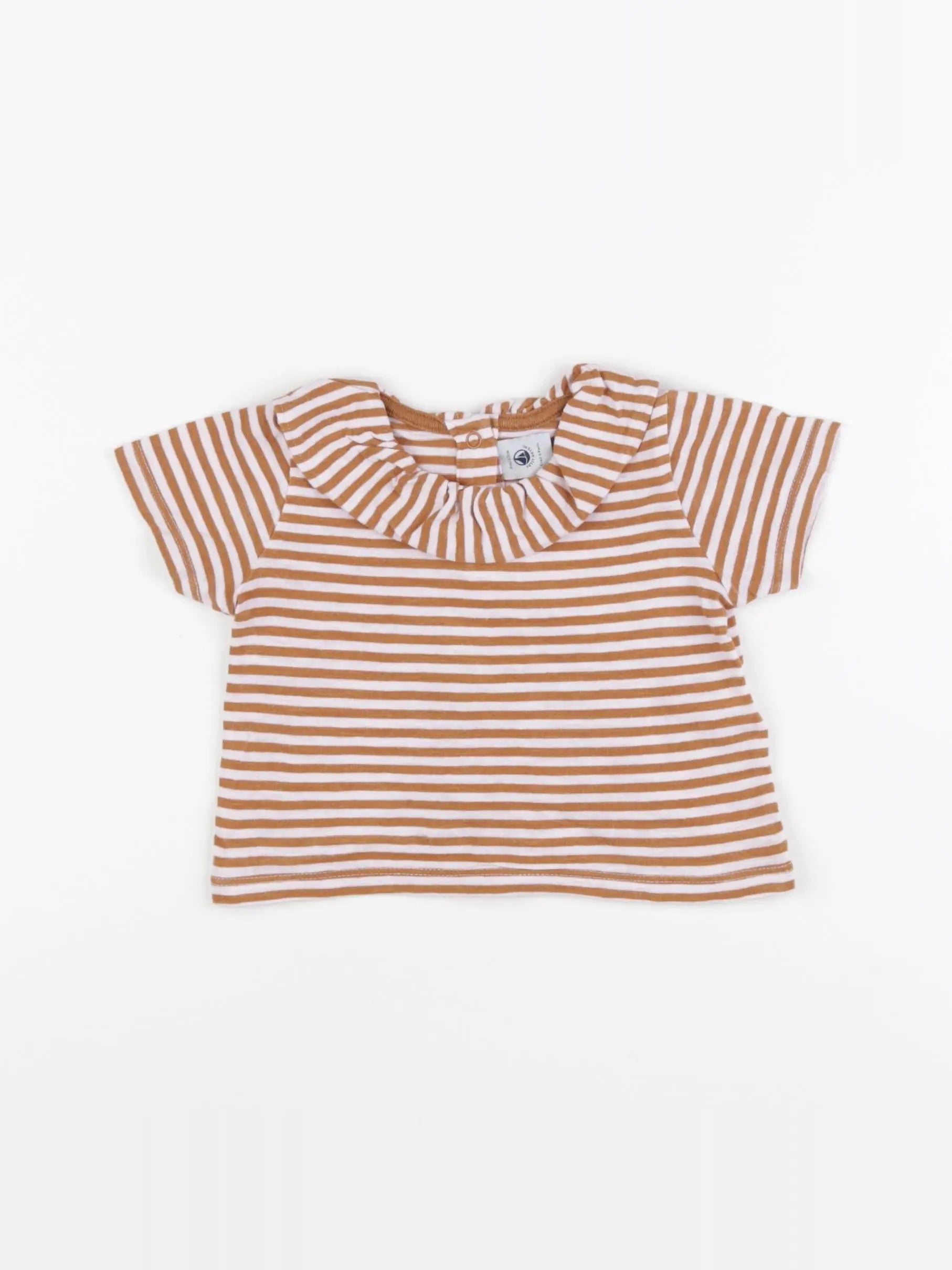 Petit Bateau - tee-shirt rose, marron - 6 mois
