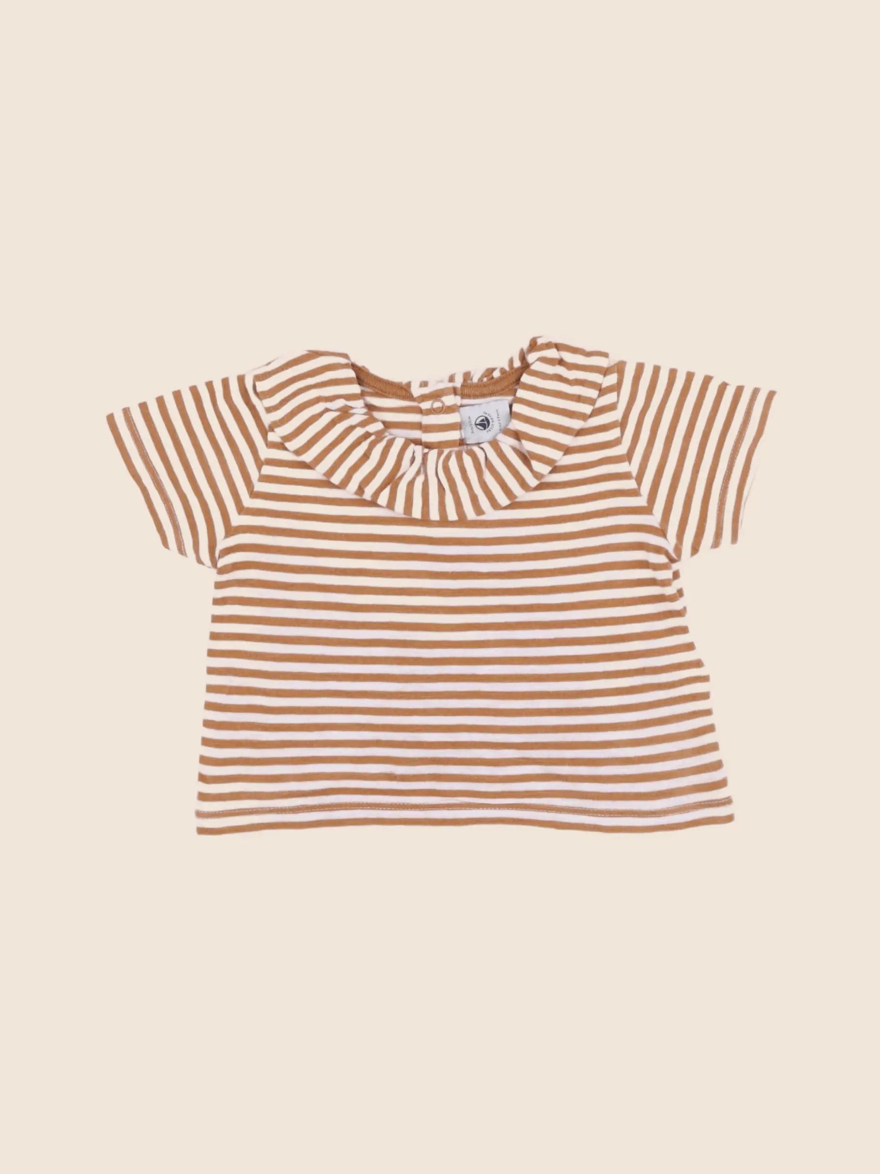 Petit Bateau - tee-shirt rose, marron - 6 mois