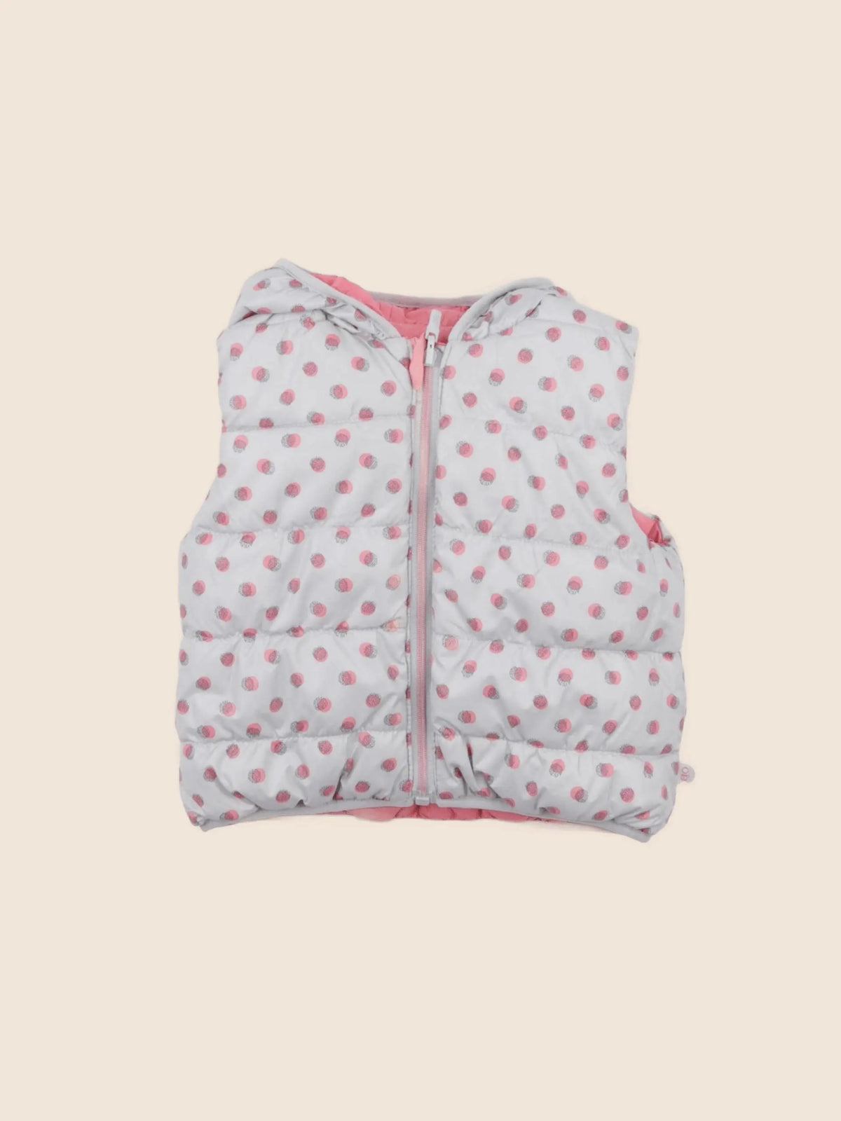 Obaïbi - doudoune réversible gris, rose - 6 mois