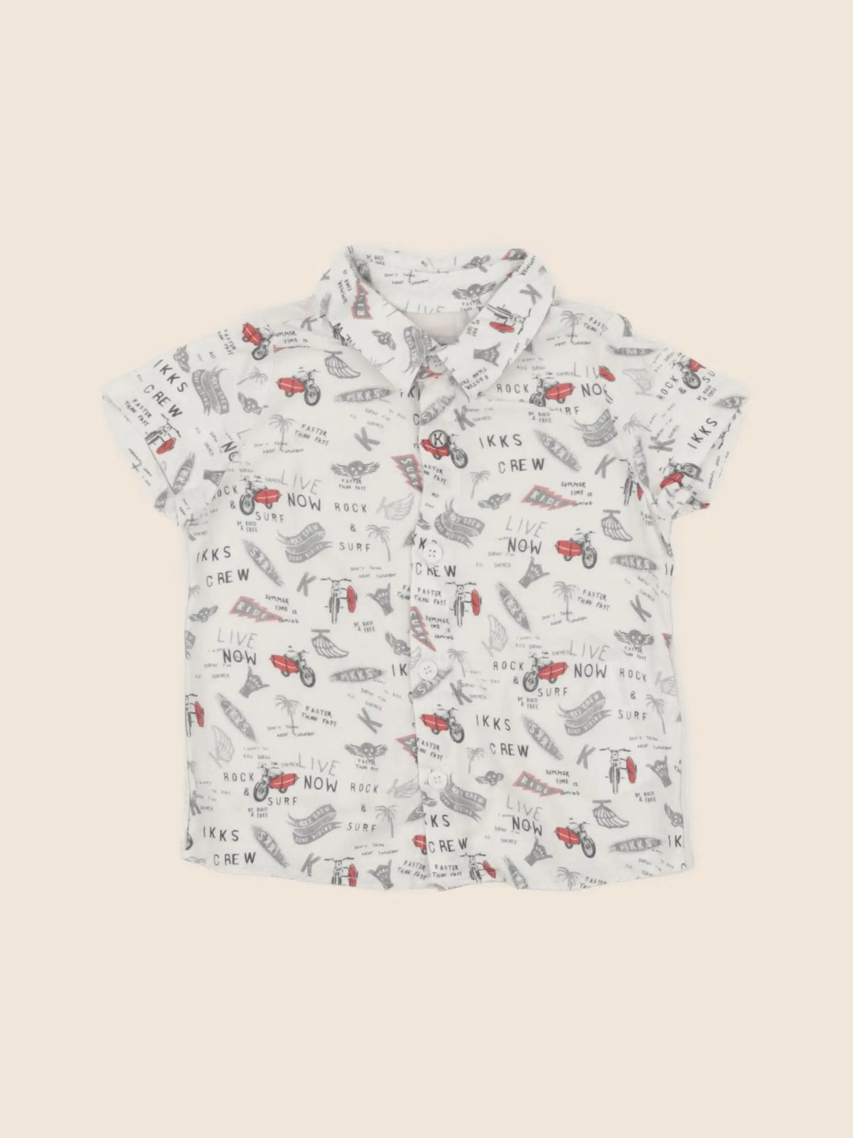 IKKS - chemise beige, rouge - 6 mois