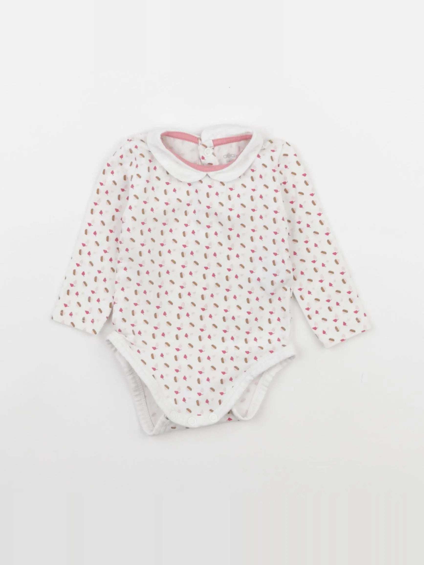 Obaïbi - body à col rose, blanc - 3 mois