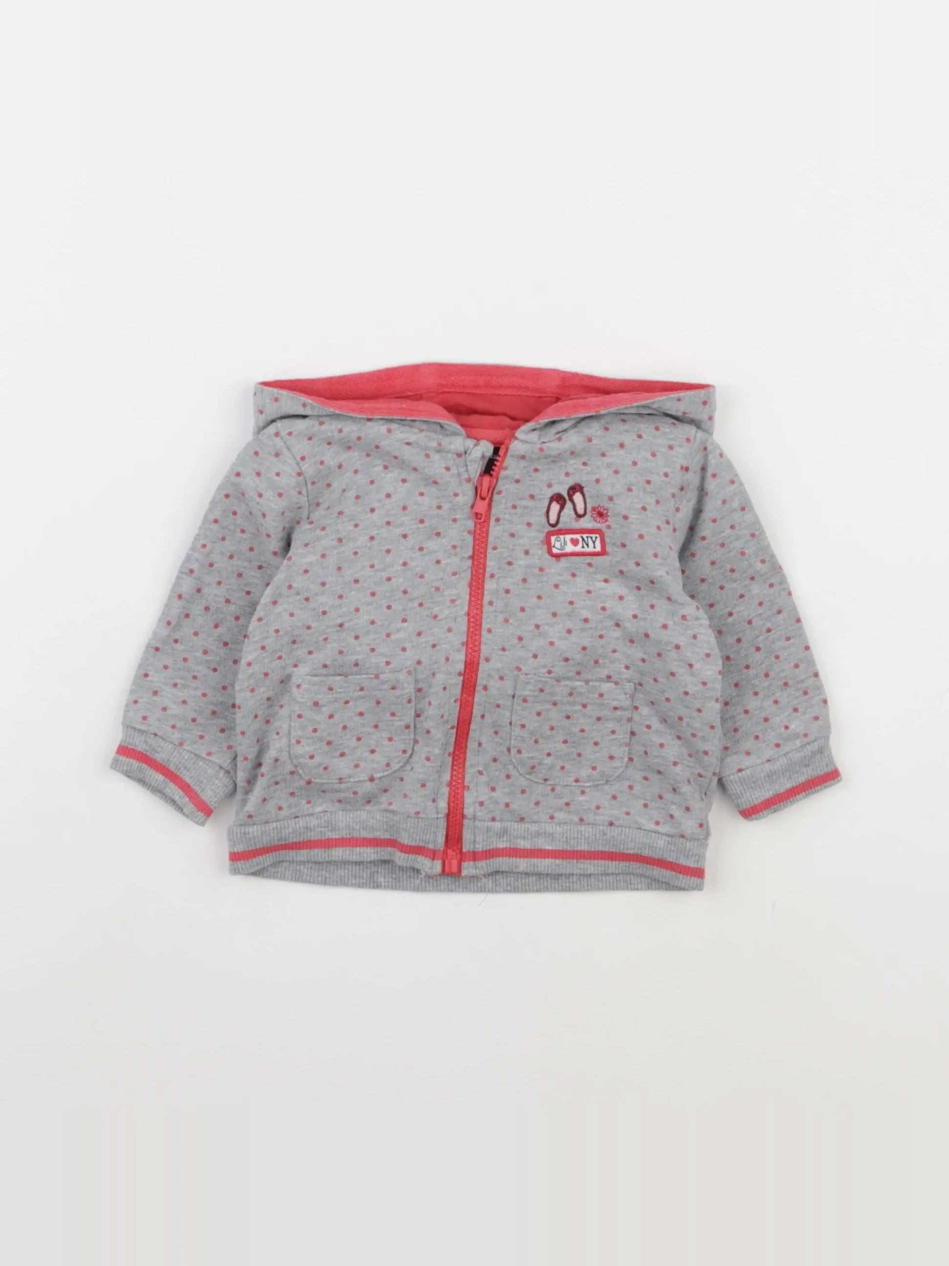 Sergent Major - sweat gris, rose - 3 mois