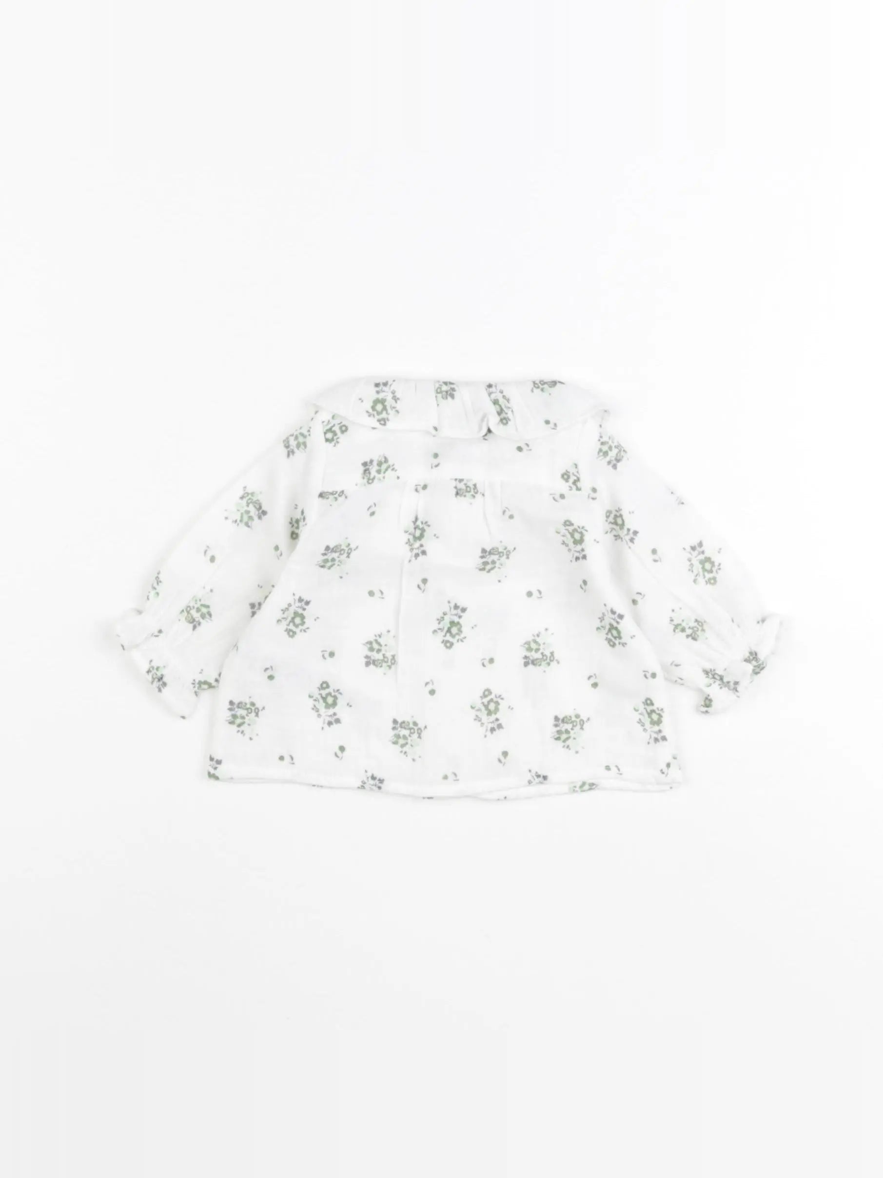 Petit Bateau - blouse blanc, vert - 3 mois