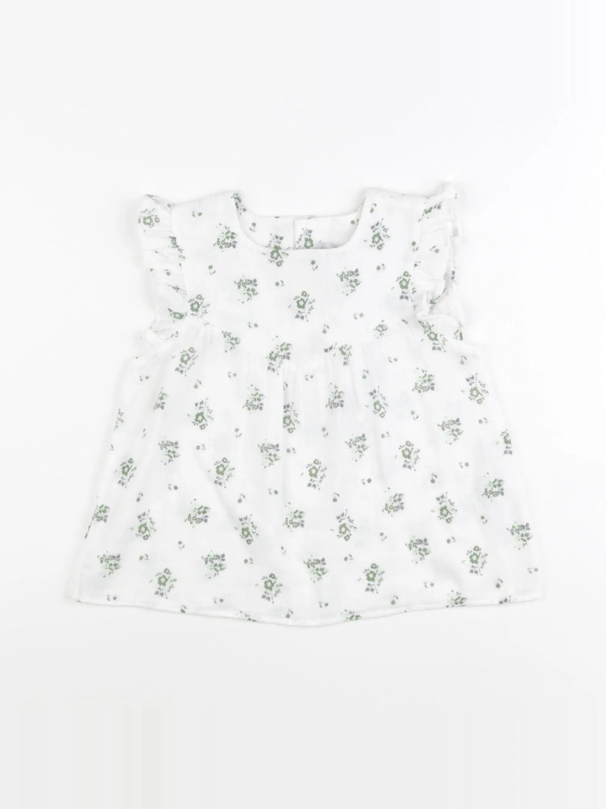 Petit Bateau - blouse blanc, vert - 24 mois