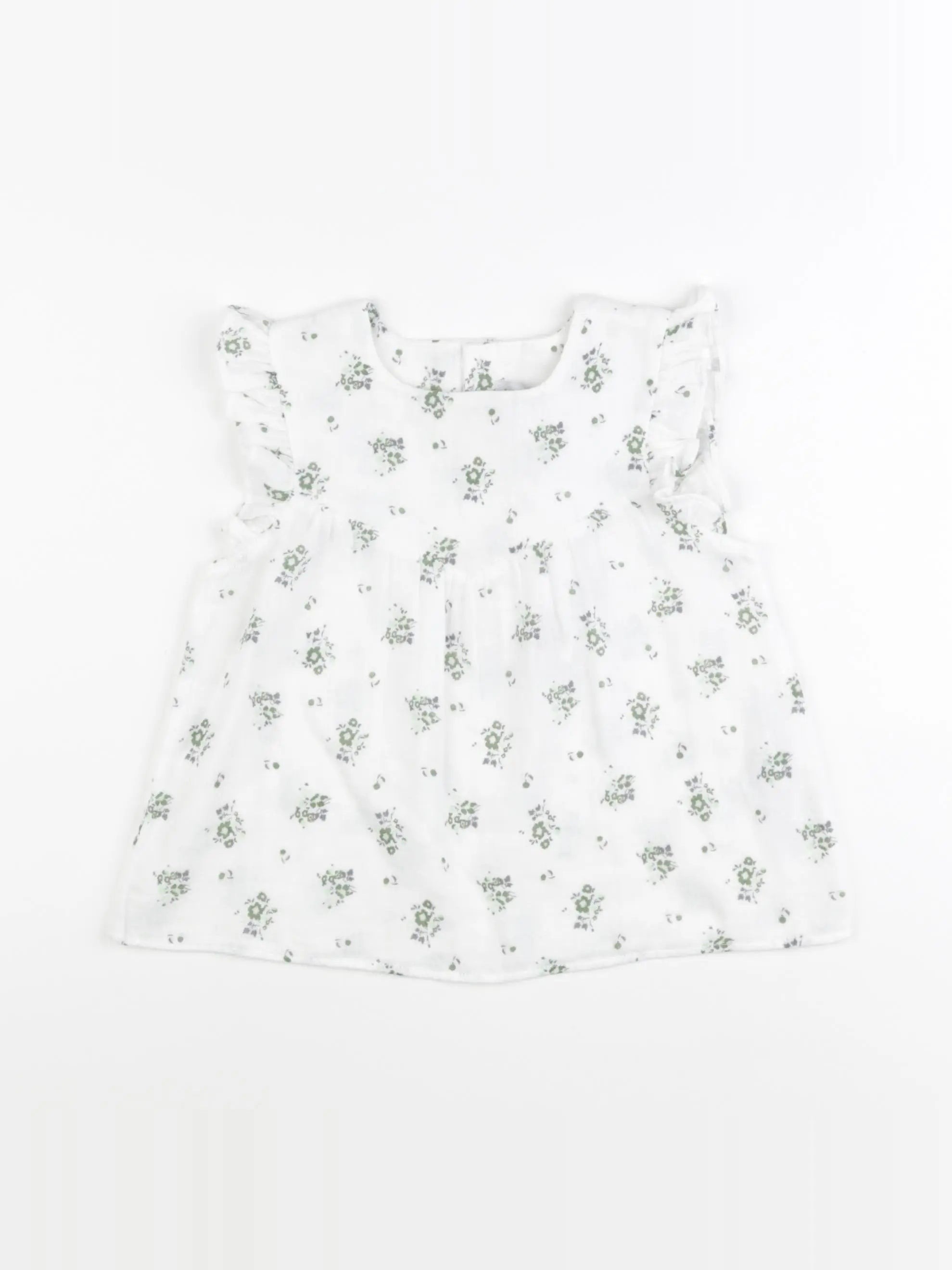 Petit Bateau - blouse blanc, vert - 24 mois