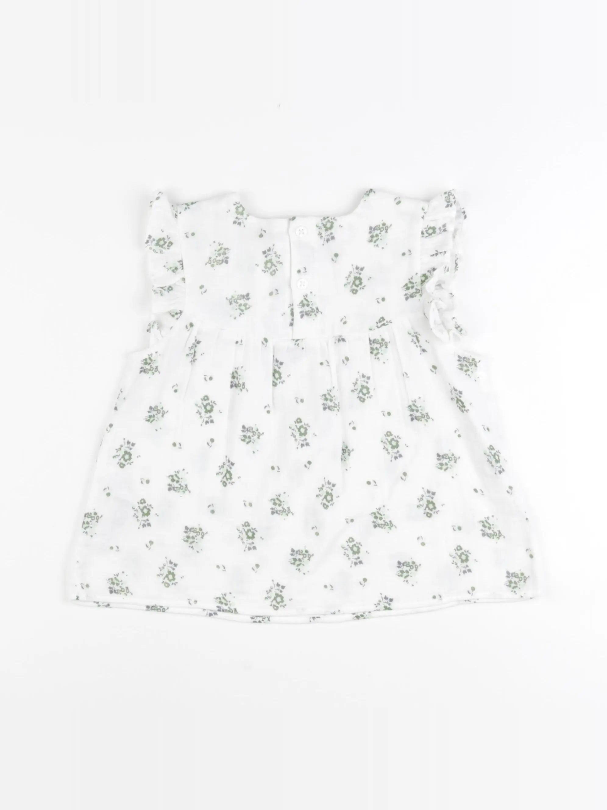 Petit Bateau - blouse blanc, vert - 24 mois
