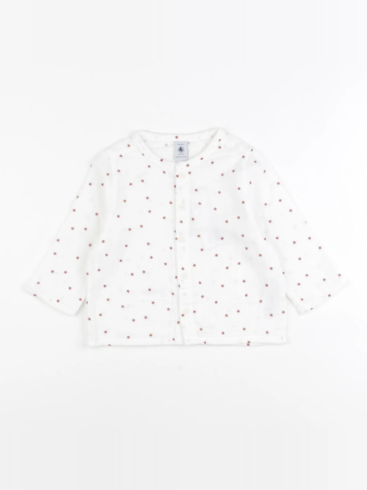 Petit Bateau - chemise blanc, rouge - 12 mois