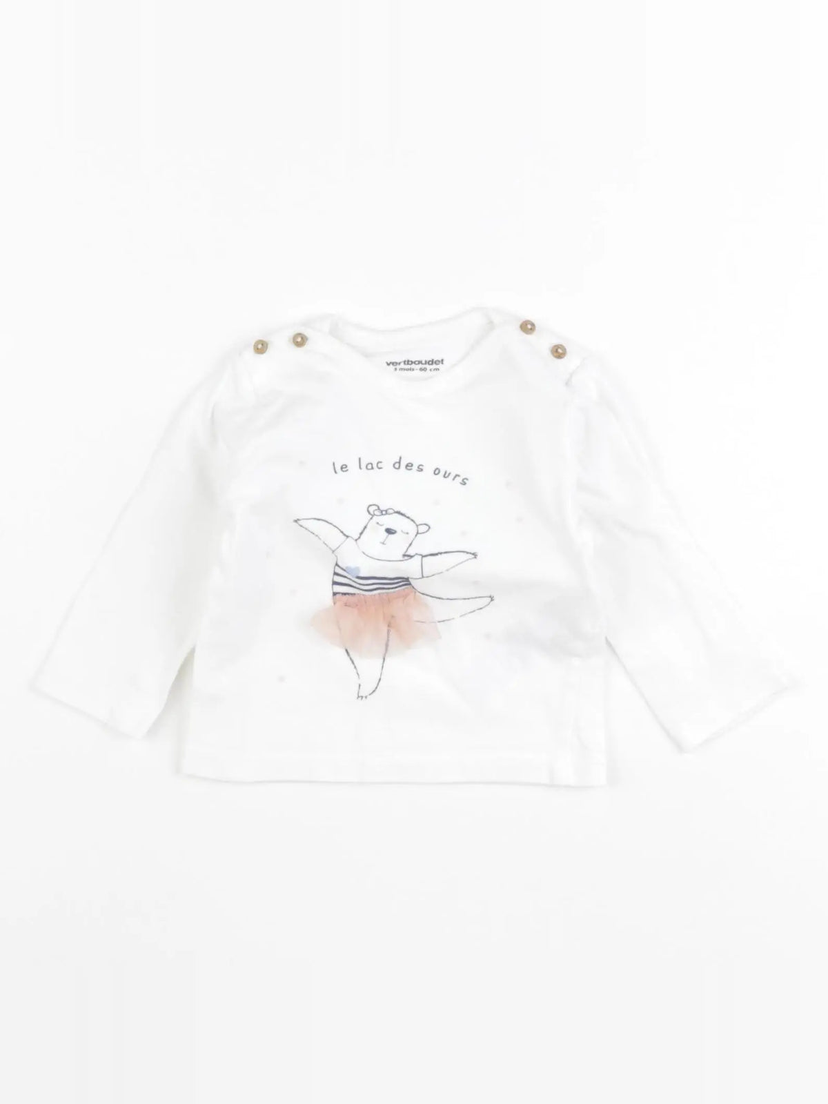 Vertbaudet - tee-shirt blanc - 3 mois