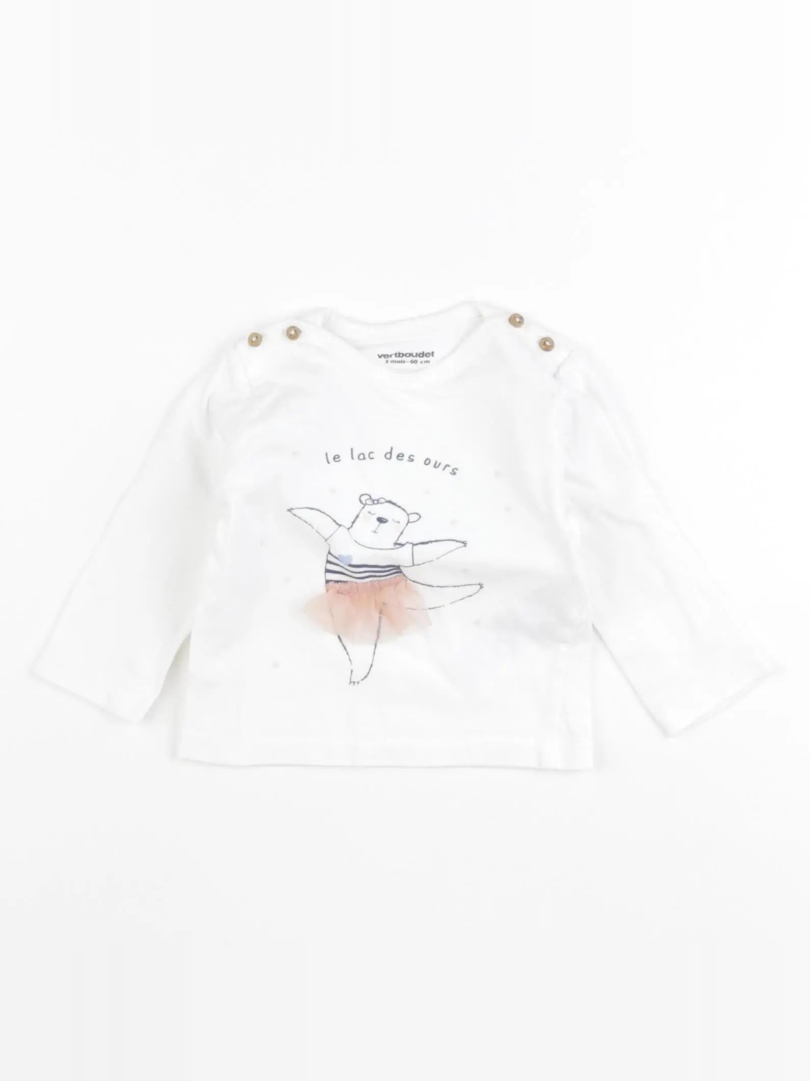 Vertbaudet - tee-shirt blanc - 3 mois