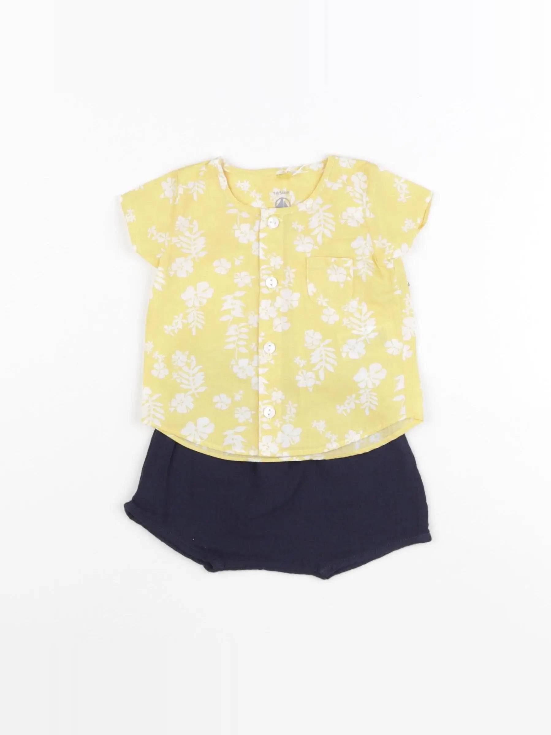 Petit Bateau - ensemble jaune, bleu - 1 mois