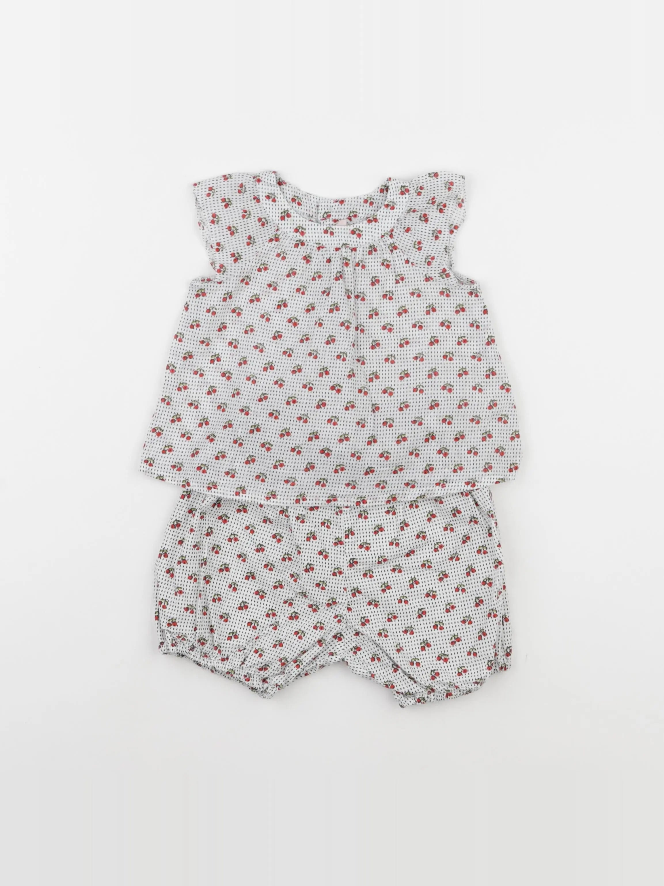 Bonpoint - ensemble blanc, rouge - 6 mois