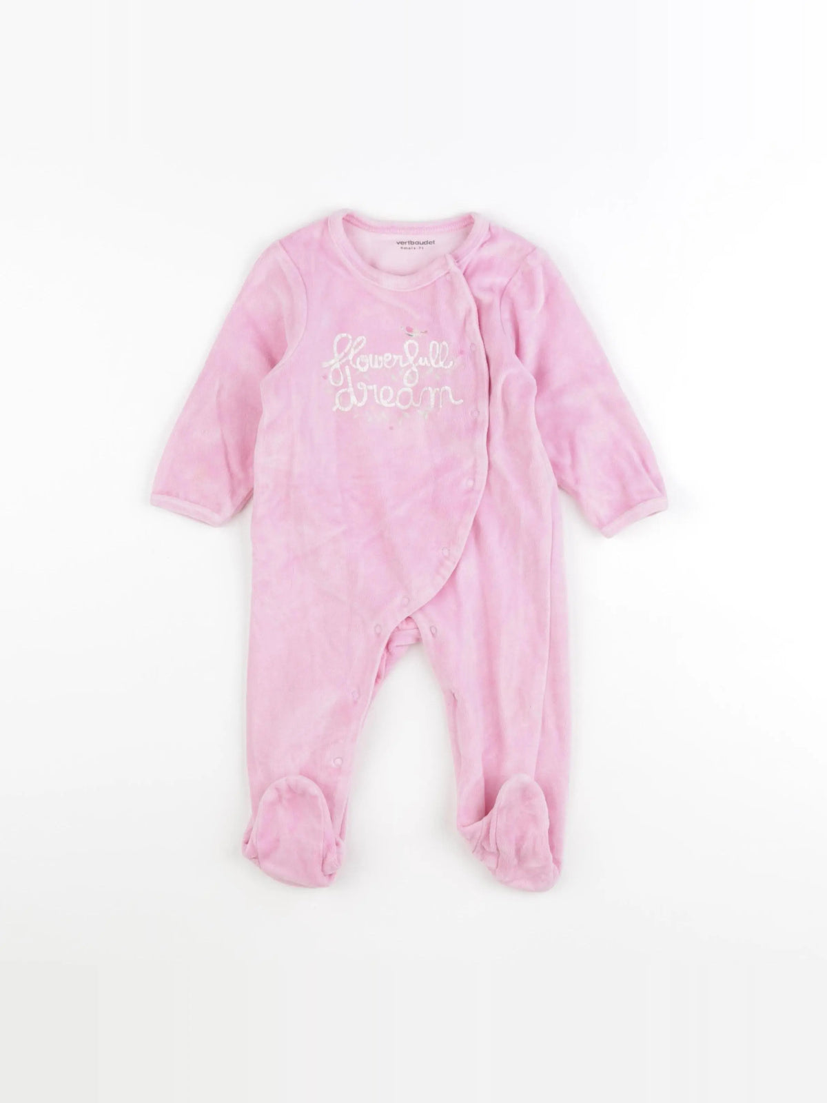 Vertbaudet - pyjama velours rose - 9 mois