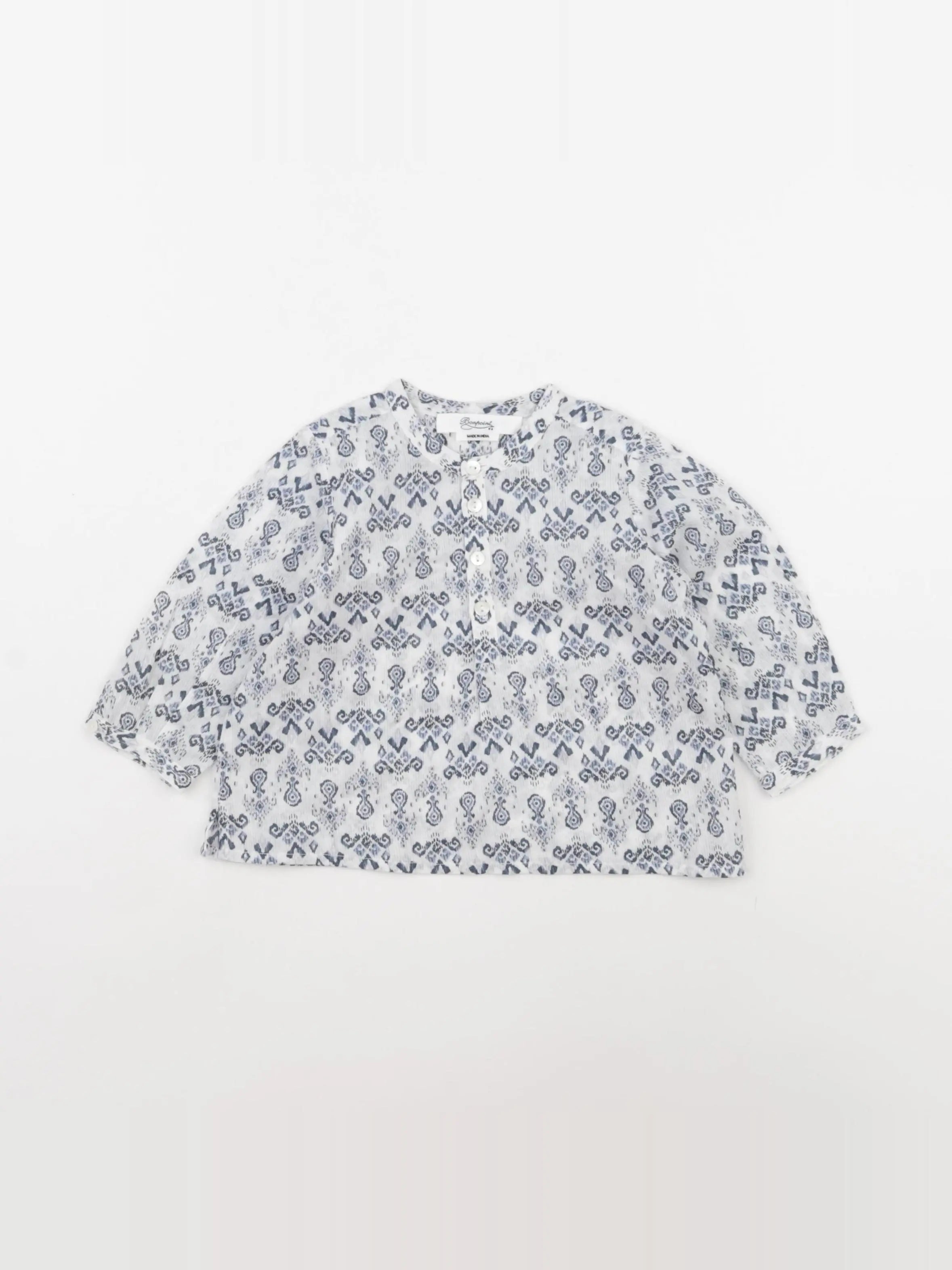 Bonpoint - blouse blanc, bleu - 6 mois