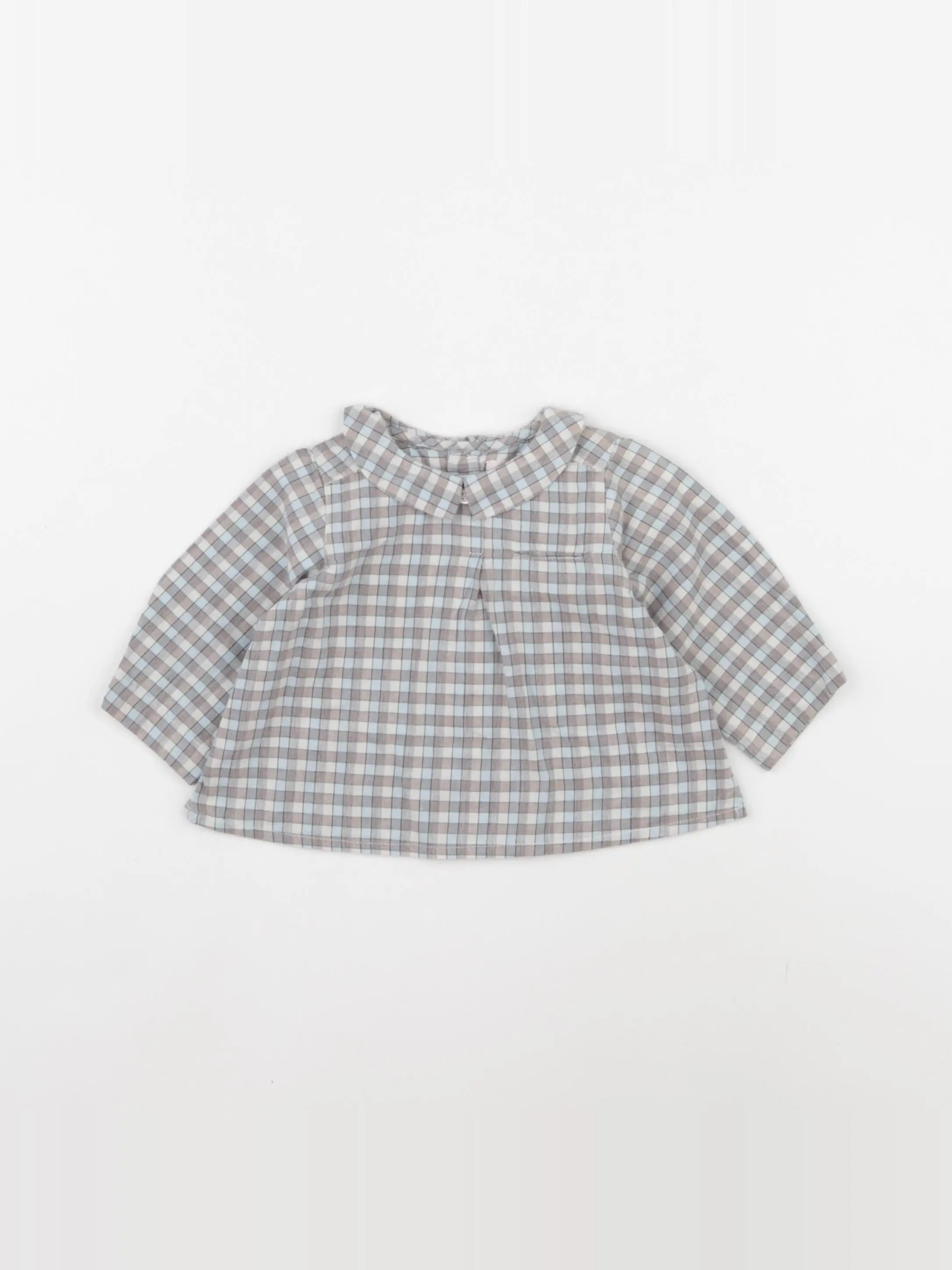 Bonpoint - blouse gris, bleu - 3 mois