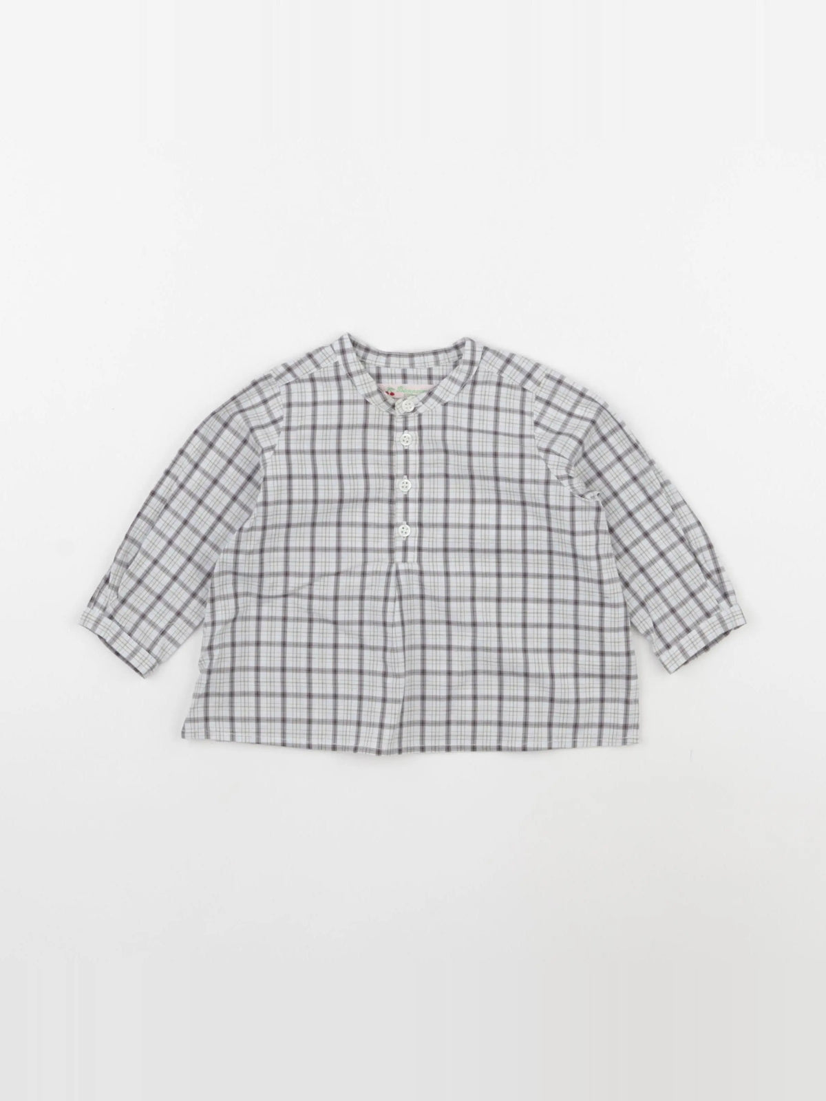 Bonpoint - chemise bleu, gris - 6 mois