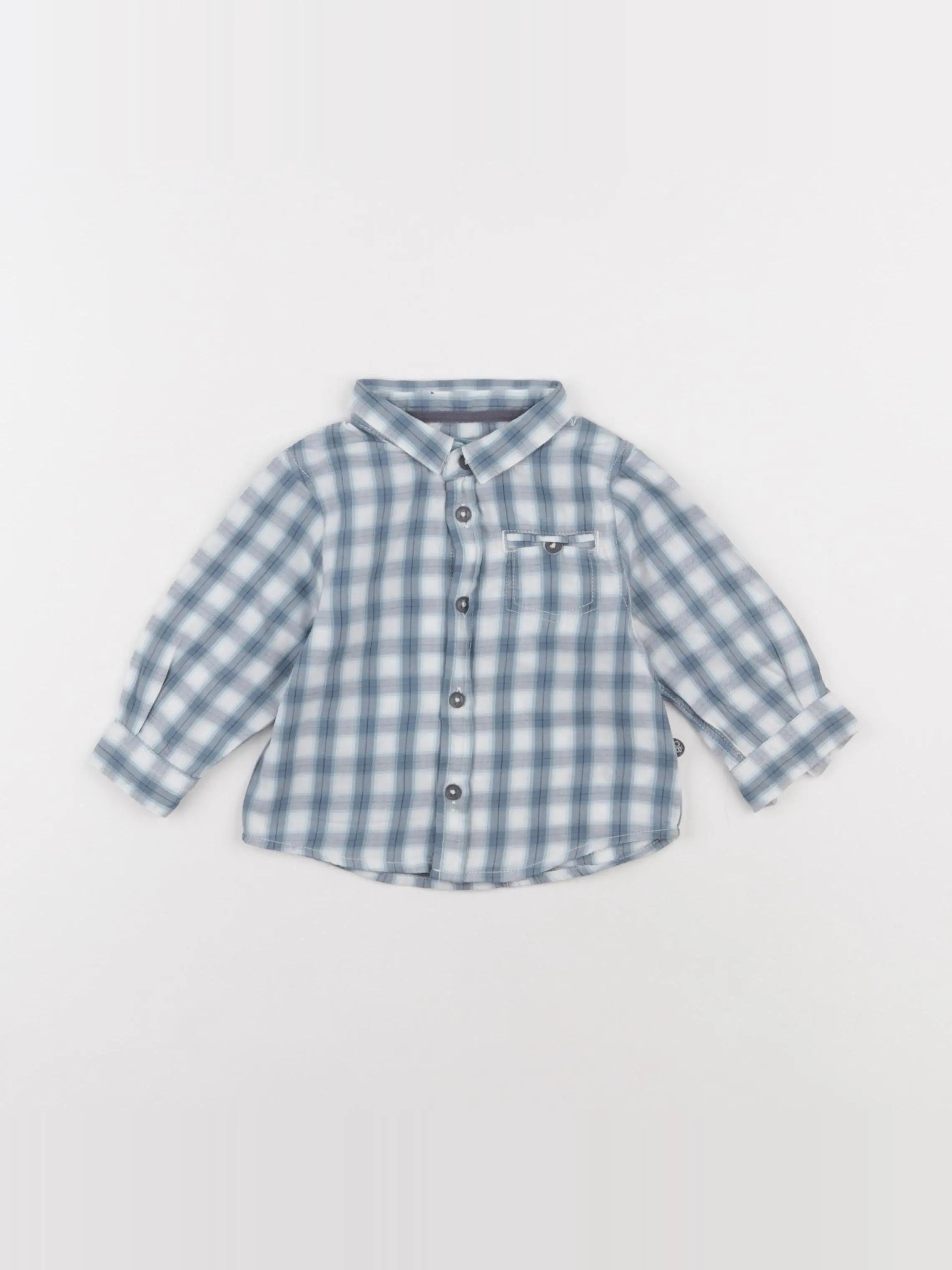 Obaïbi - chemise blanc, bleu - 6 mois