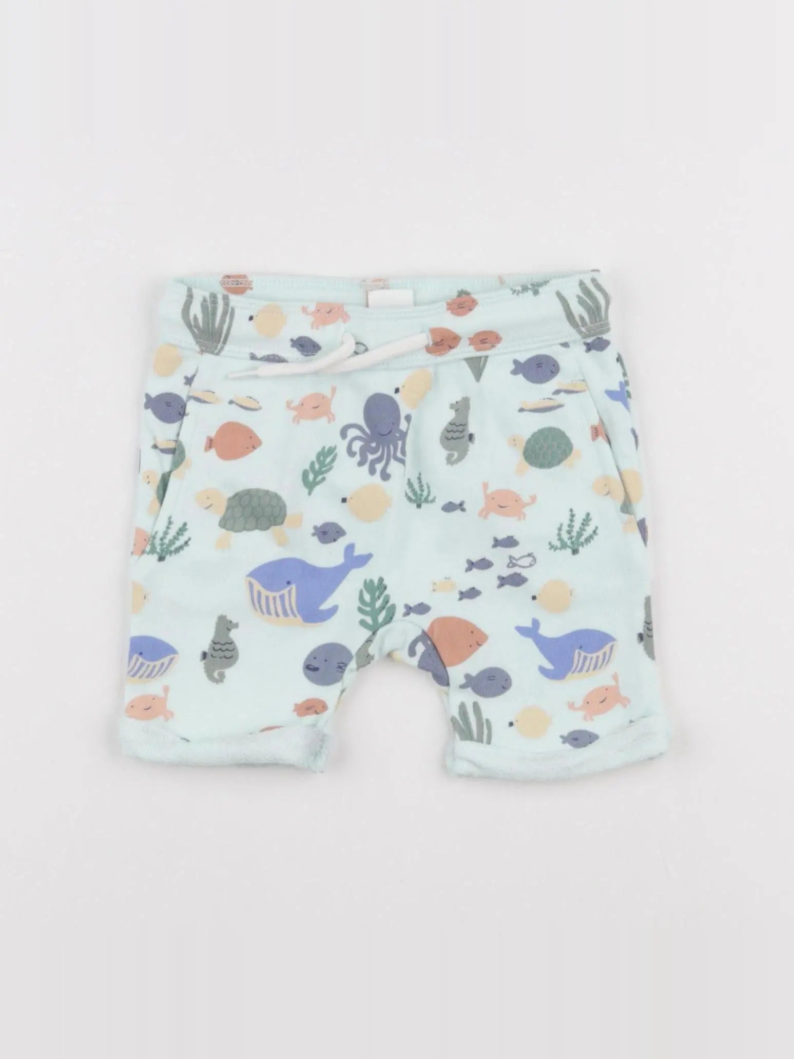 H&M - short bleu - 6/9 mois